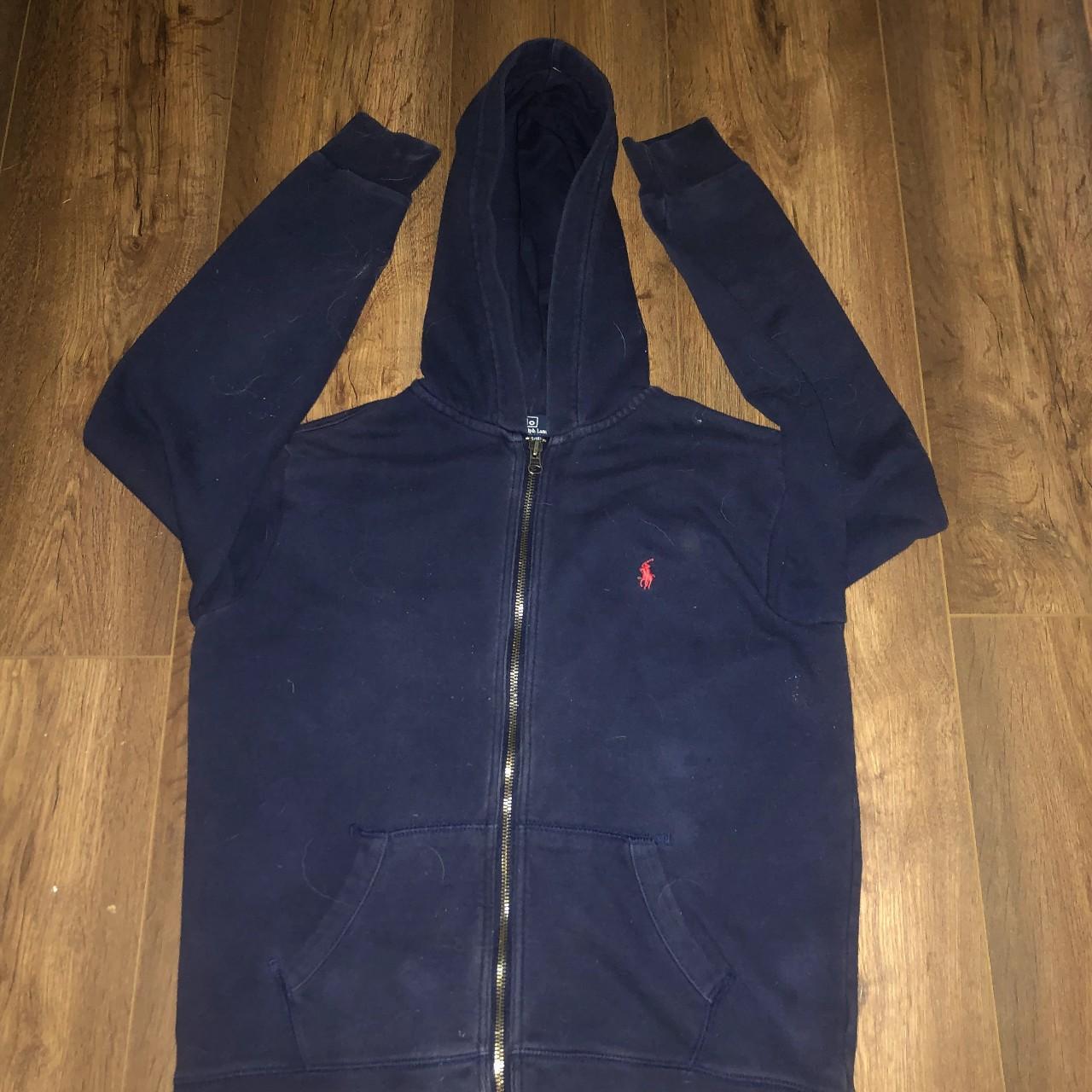 Ralph Lauren zip up navy blue hoodie 14-16 size fits... - Depop