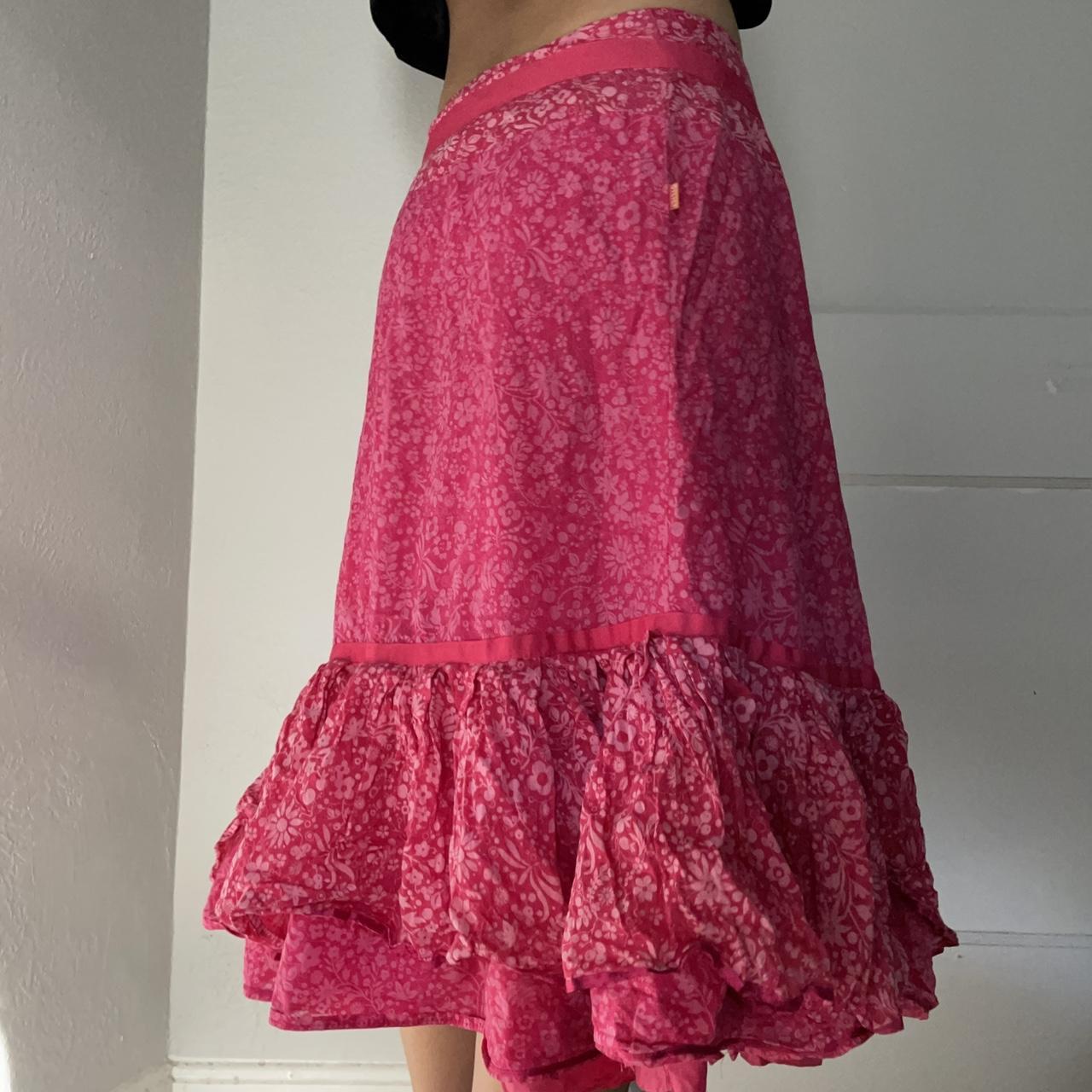 Oilily Pink Floral Skirt Hot pink and white fully... - Depop