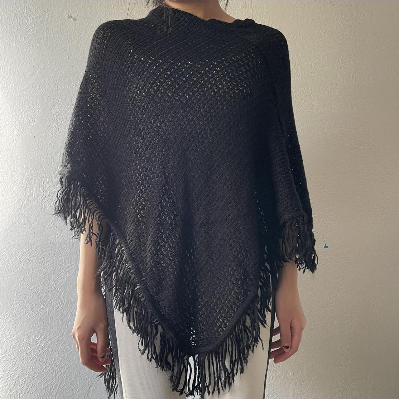 Black Poncho - Depop