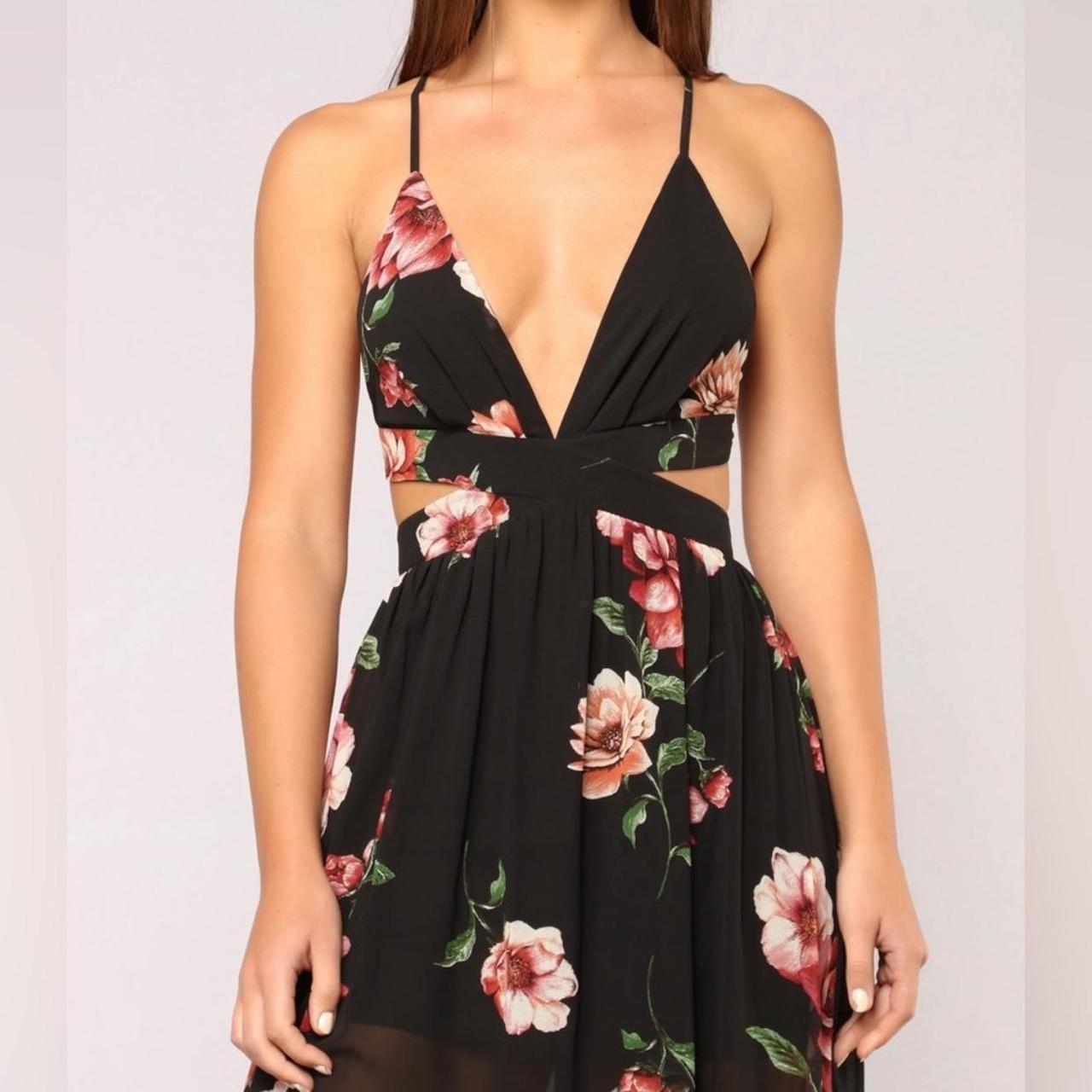 Fashion Nova Lanai Maxi Dress Black Floral Depop