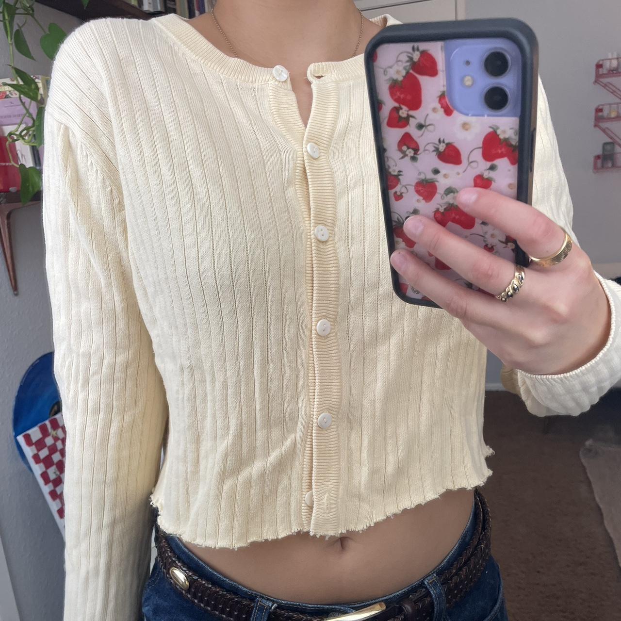 Cutest Pale Yellow Cardigan Slightly Cropped Fits Depop