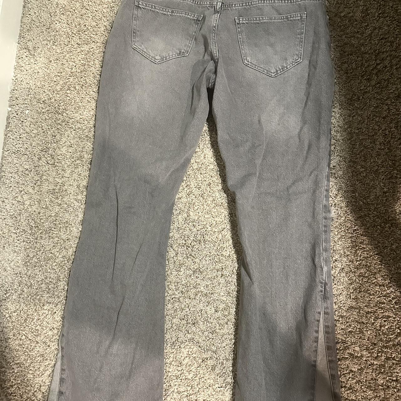 Grey Slim Flare Distressed Panel Jeans| Never worn - Depop