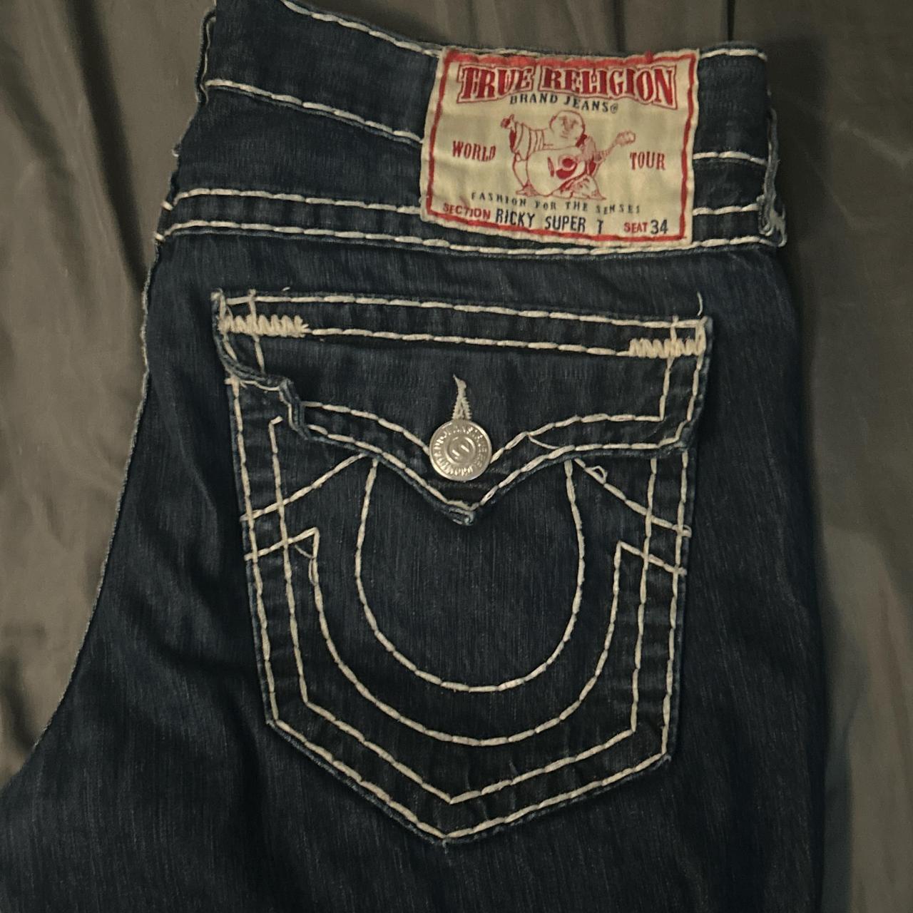 Dark wash #truereligion jeans with a 38” waist.... - Depop