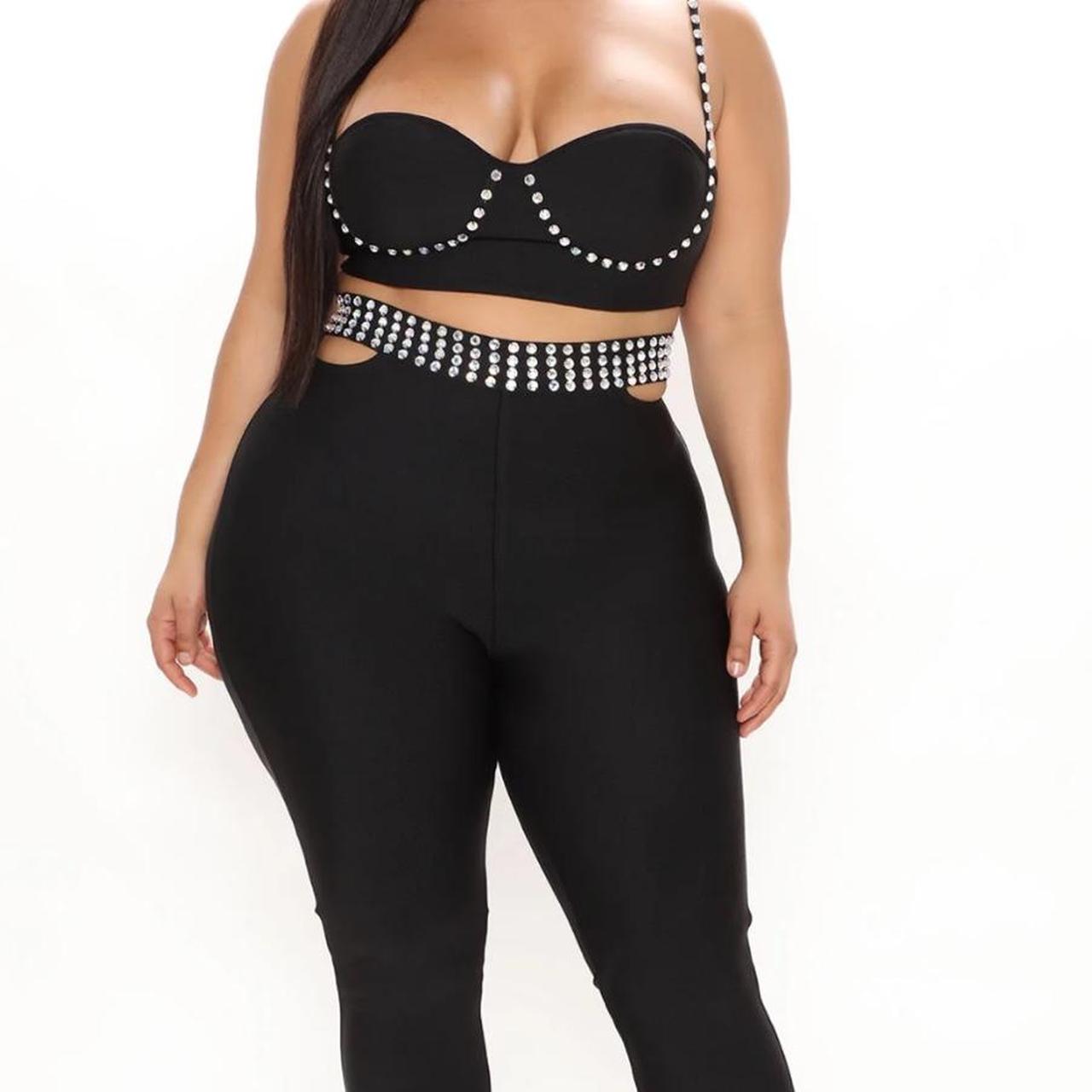 FASHION NOVA Stud At The Club Pant Set SIZE 1X Depop