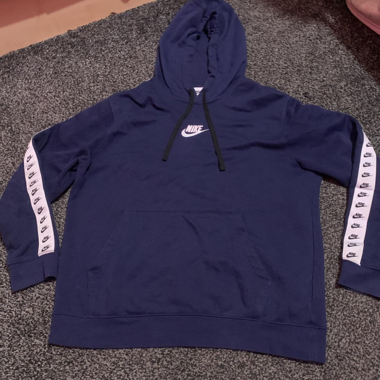 nike tape hoodie navy