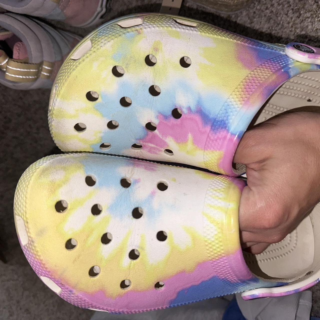 Rainbow tie dye crocs hotsell