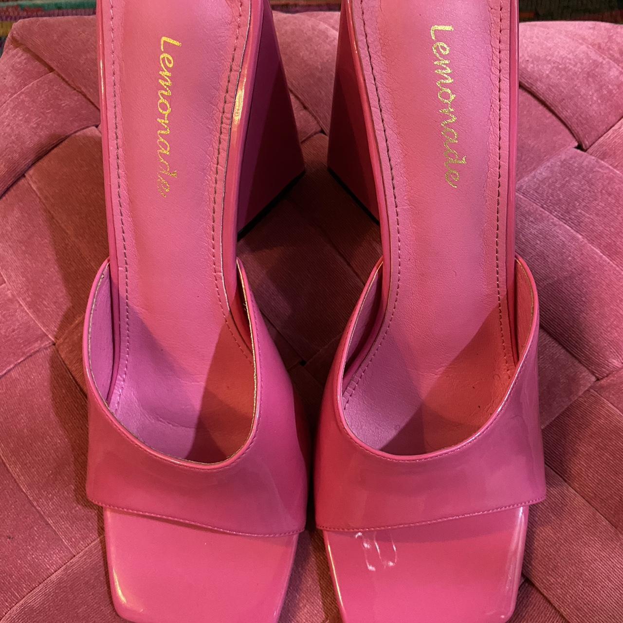 Hot pink chunky heel. Size: 8.5 Never worn. Small... - Depop