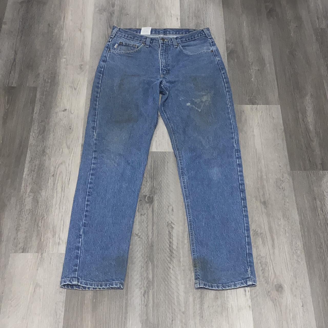 Vintage Carhartt blue Jean work pants Size 32x32... Depop