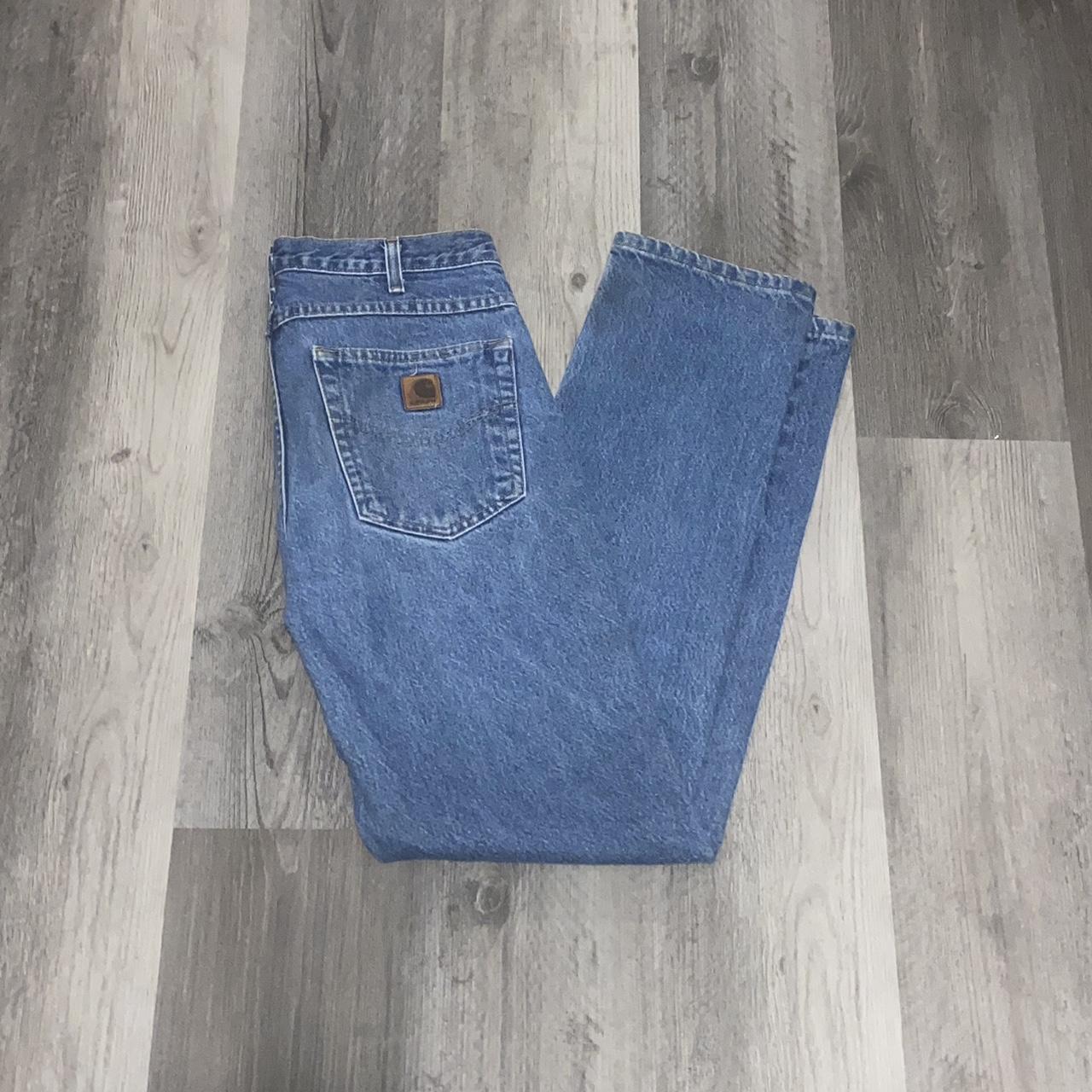Vintage Carhartt blue Jean work pants Size 32x32... Depop