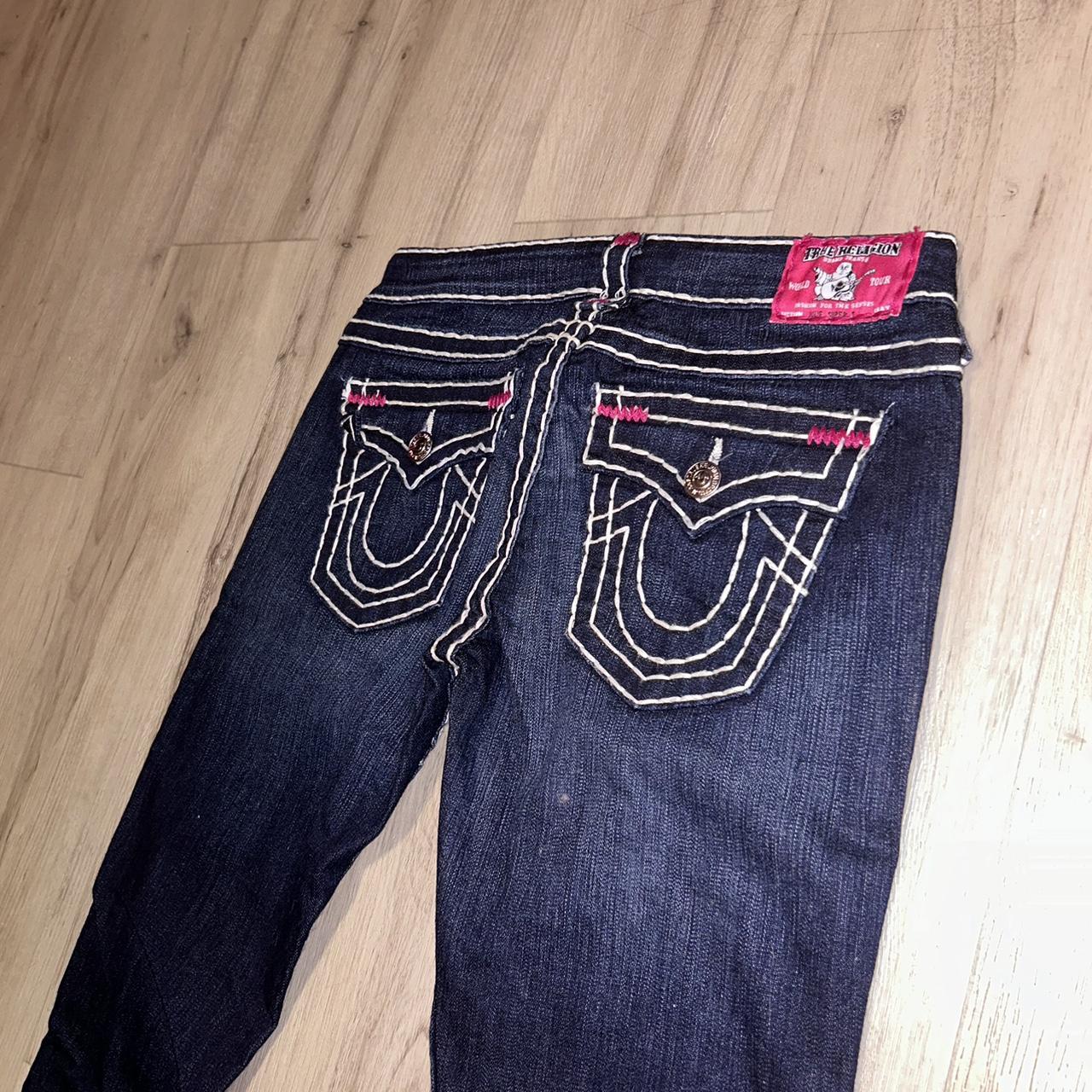y2k❤️ TRUE RELIGION ピンクステッチ ローライズ フレアパンツ y2k❤️ TRUE RELIGION ピンクステッチ ローライズ フレアパンツ