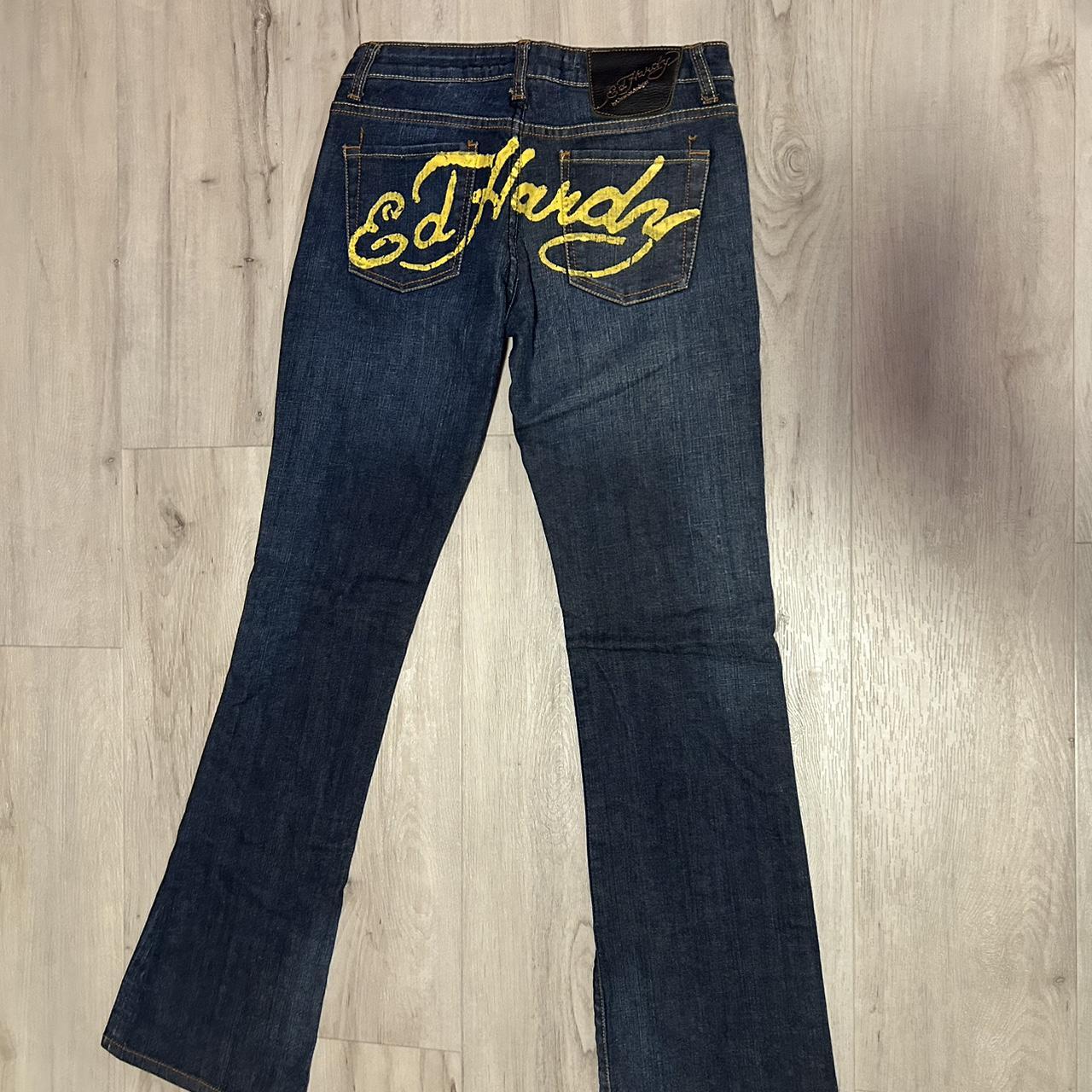 Vintage Y2K yellow ed hardy jeans size 27 Would be | Depop