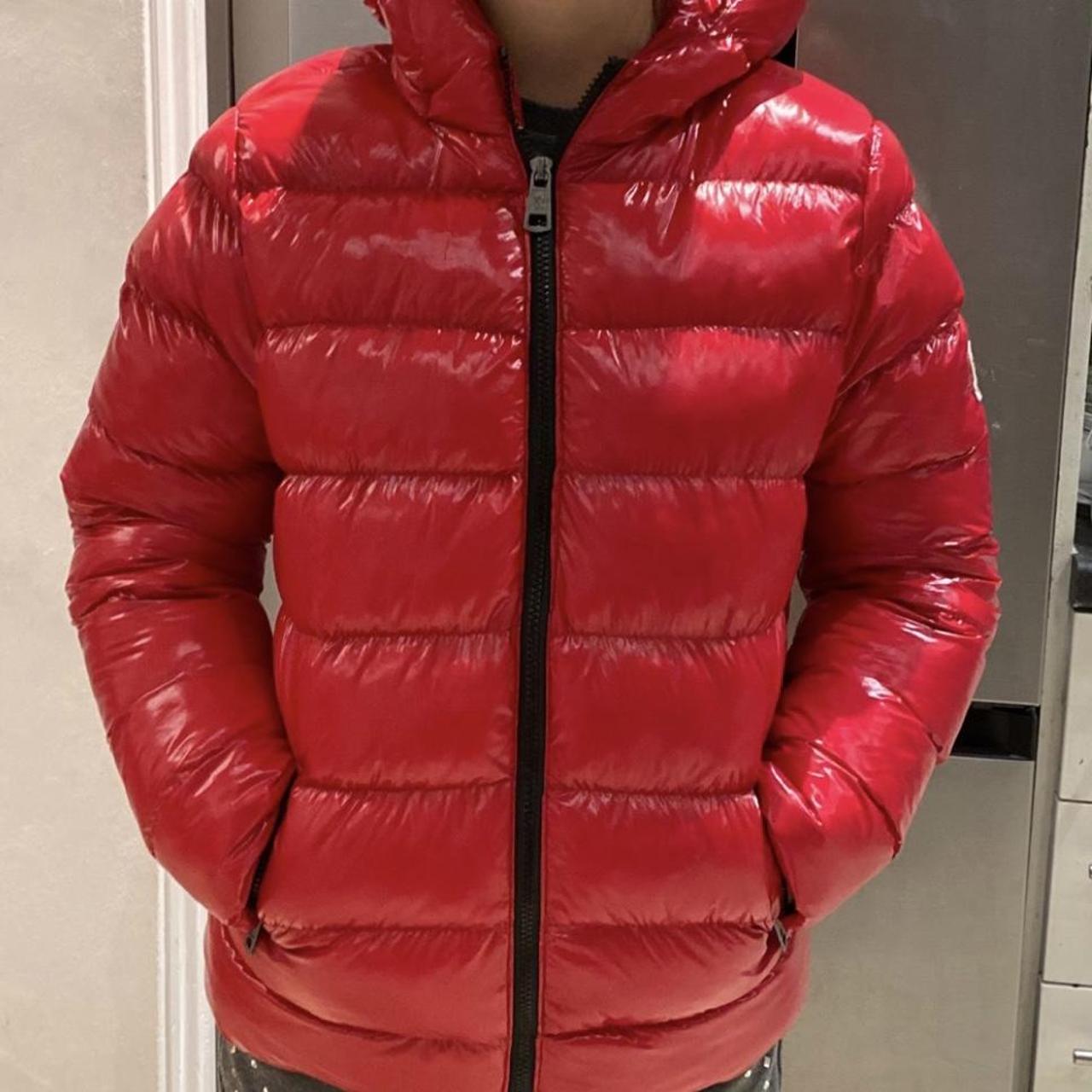 Red moncler puffer Size age12/13 - Depop