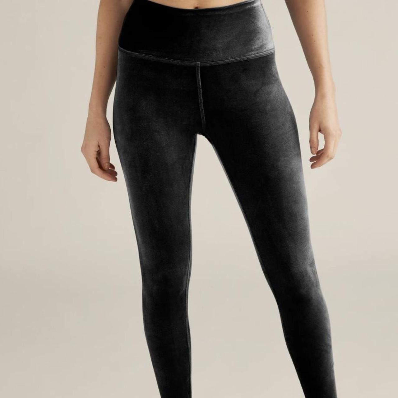 Women's black velvet leggings measures to 28 extra - Depop
