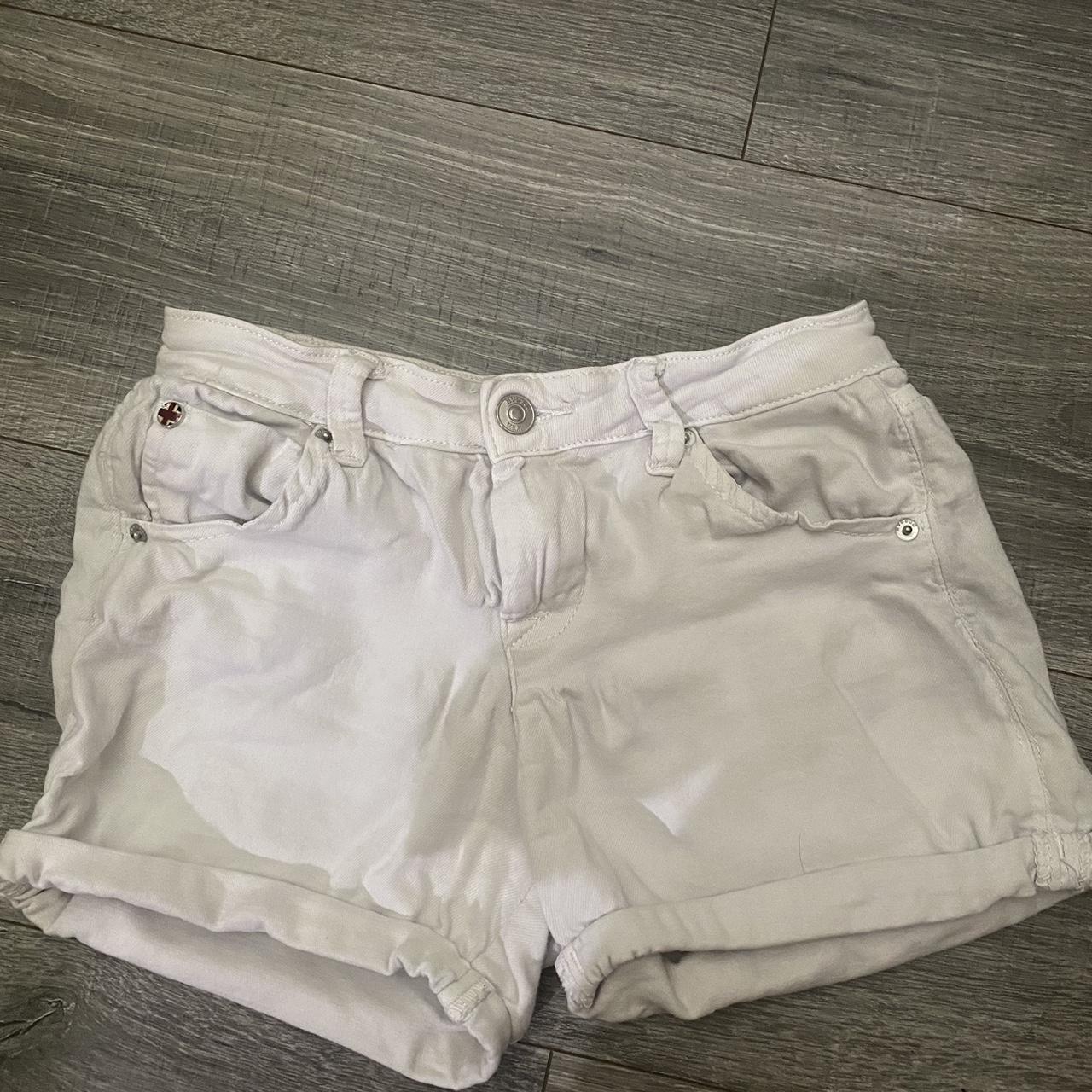 White denim Hudson mini shorts Depop