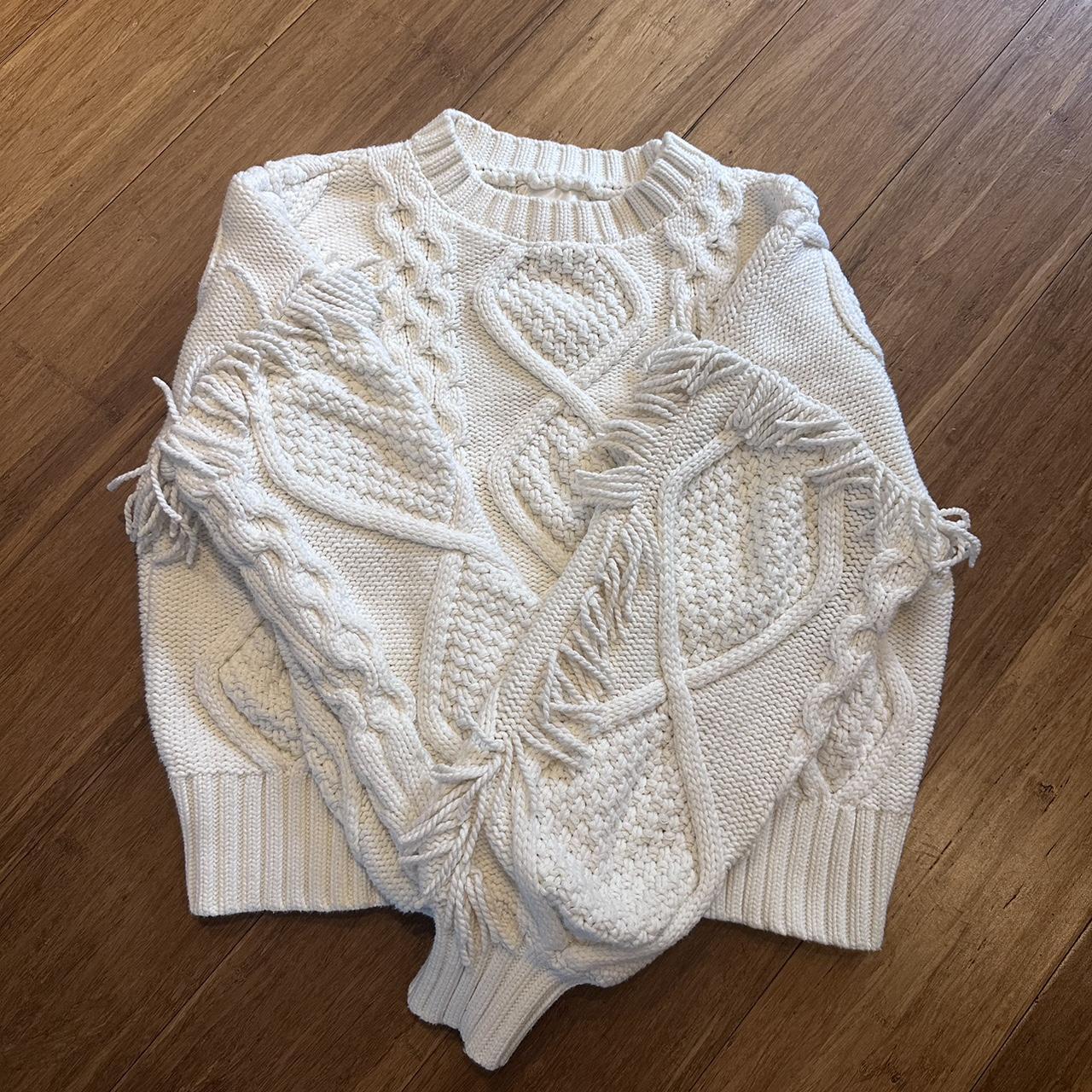 Line and dot fringe sweater best sale