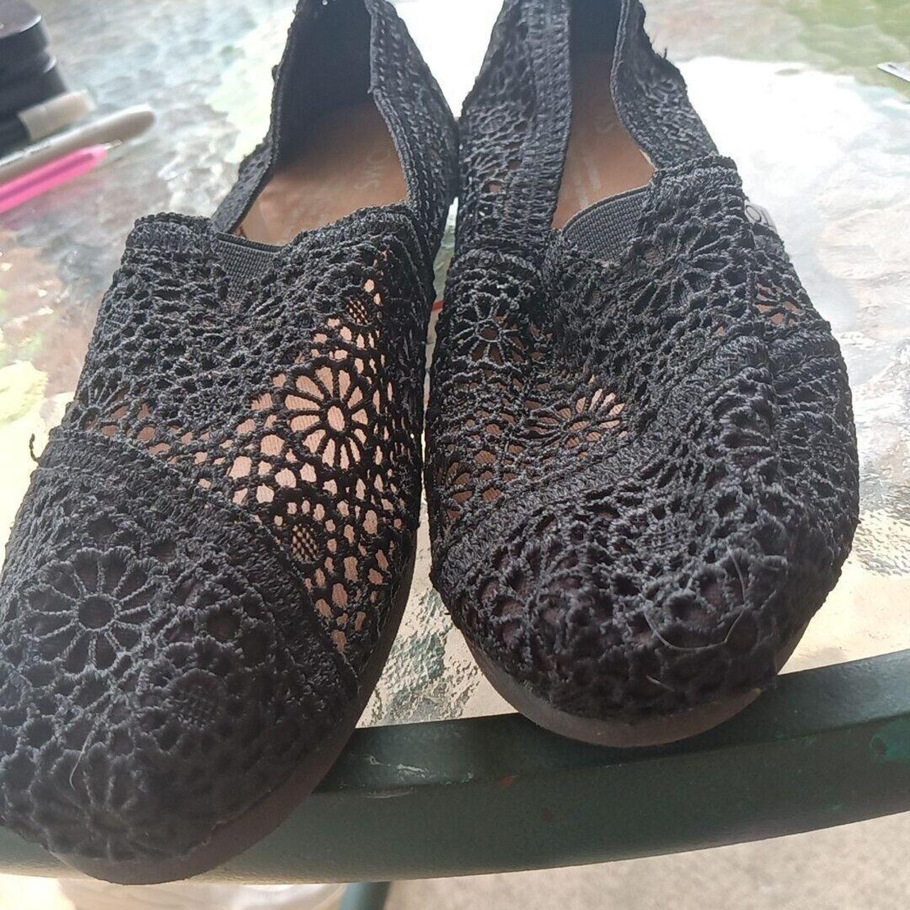 Black crochet toms shops