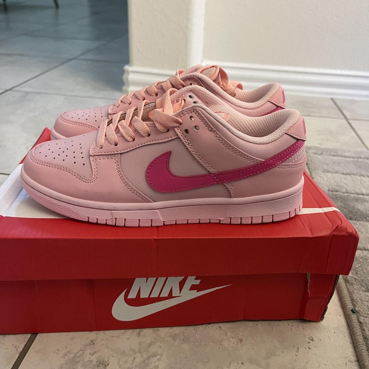 Women's Nike pink dunks size 7 - Depop