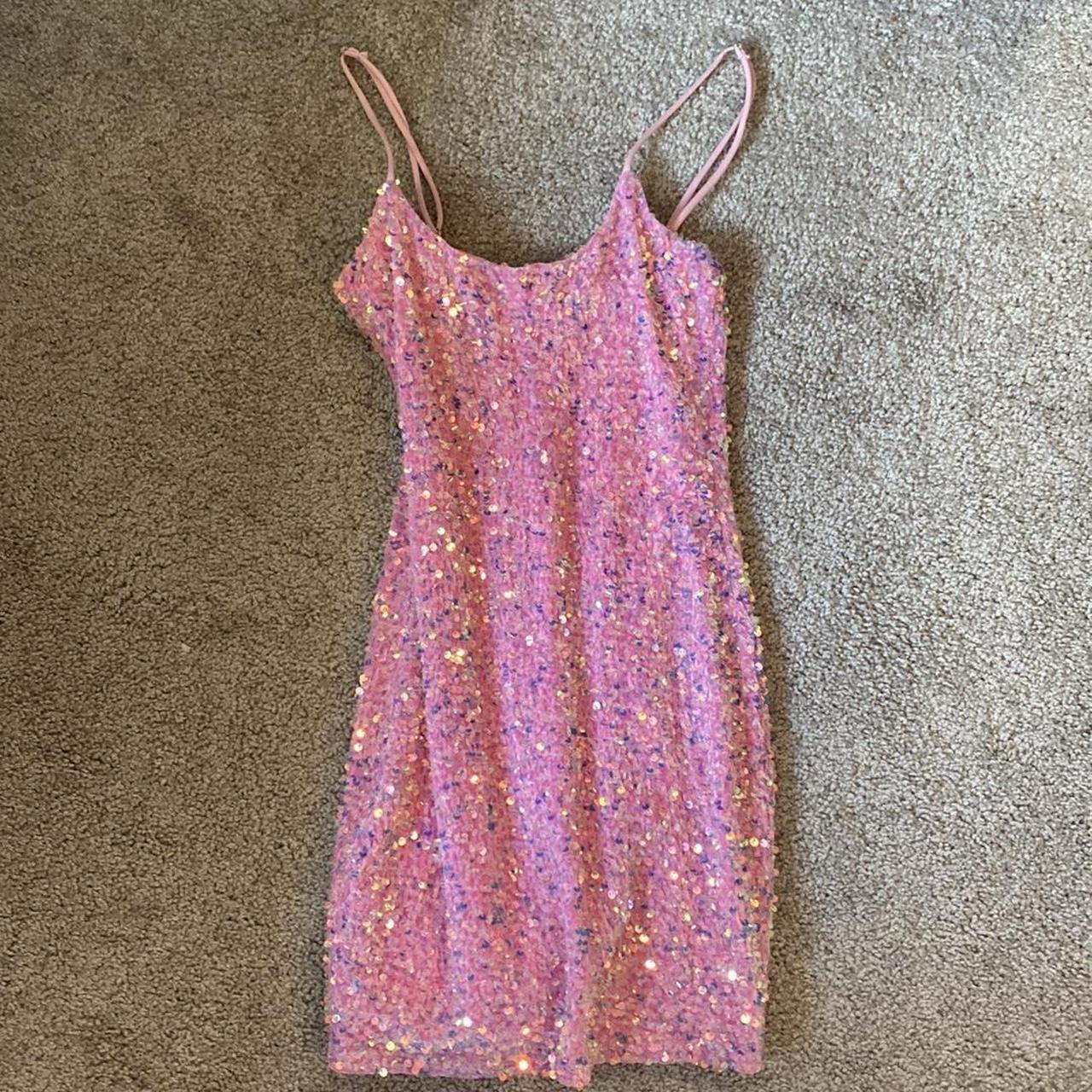 Lucy in the Sky pink sequin mini dress Depop