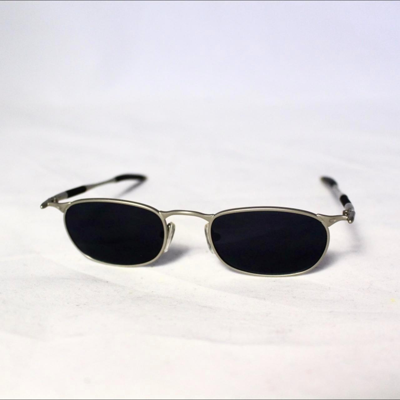 Metal silver oval shaped sunglasses Vintage... - Depop