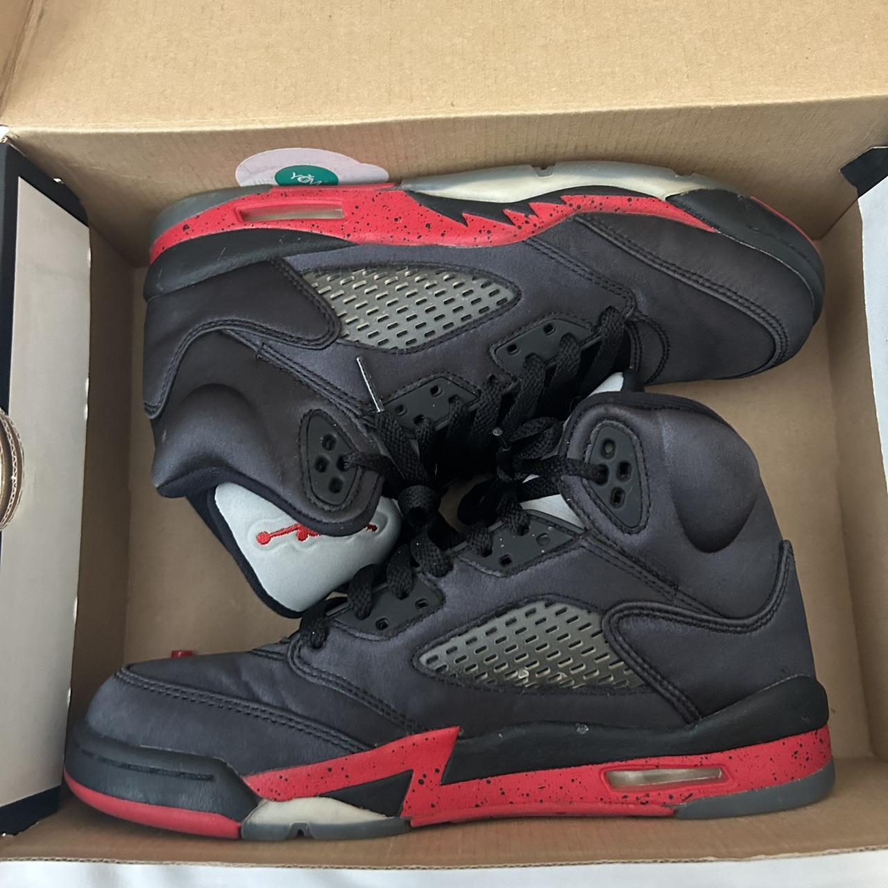 Air jordan 5 satin black shops red