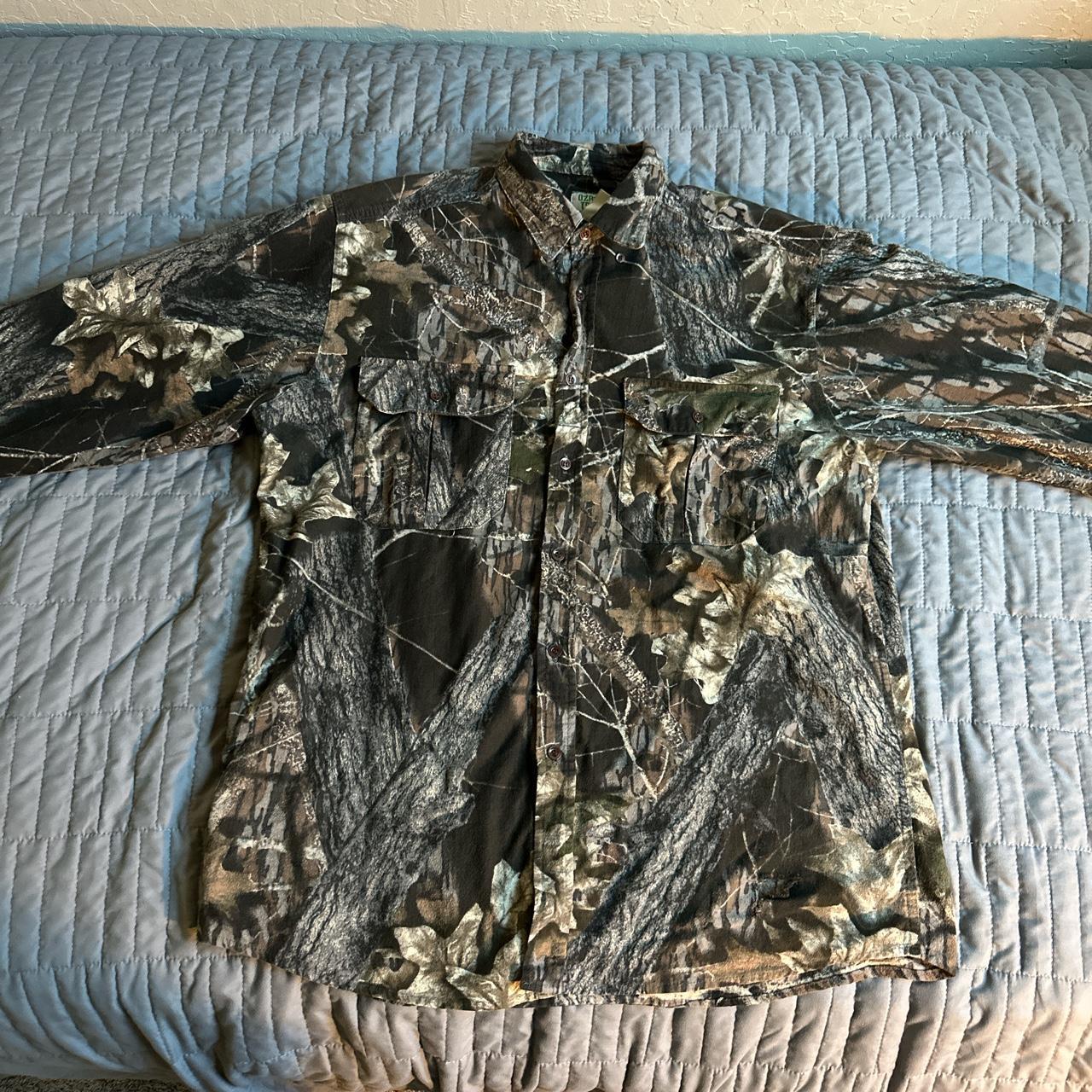 Vintage camo long sleeve button up. Some flaws. Size... Depop