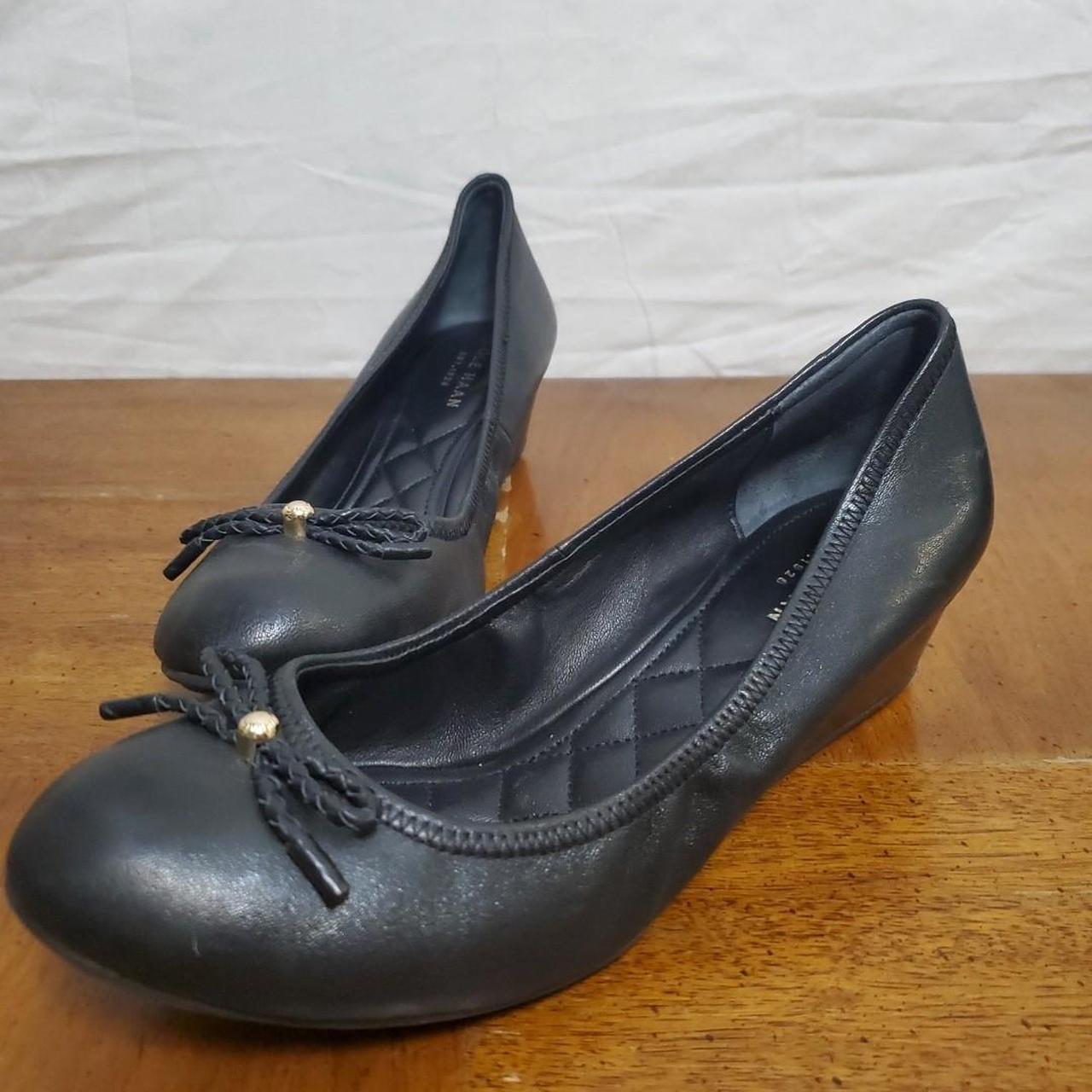 Cole Haan Tali Grand Lace Wedge Black Leather Heels. Depop