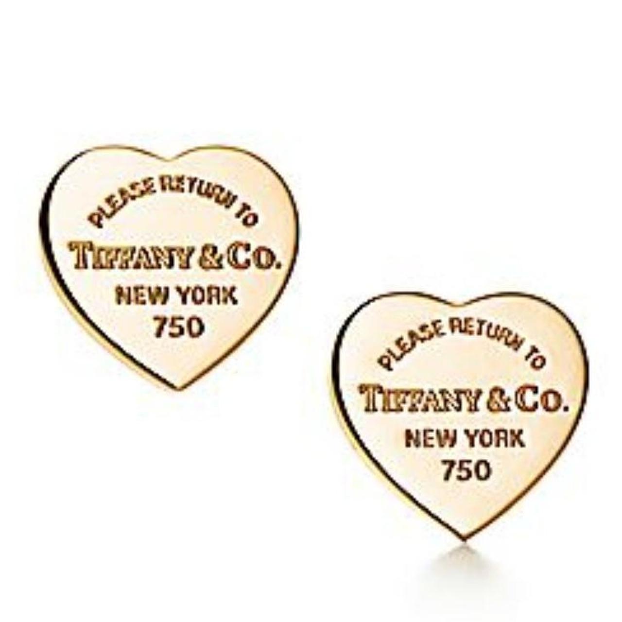 Tiff & co heart tag, gold fashion earrings. - Depop