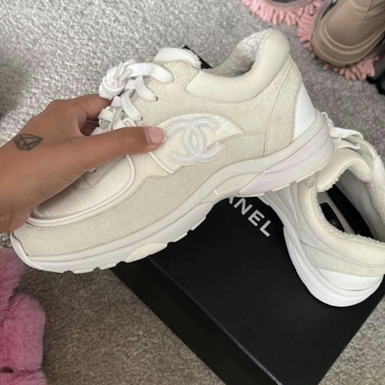 Womens white Chanel trainers paid £1100 march... - Depop