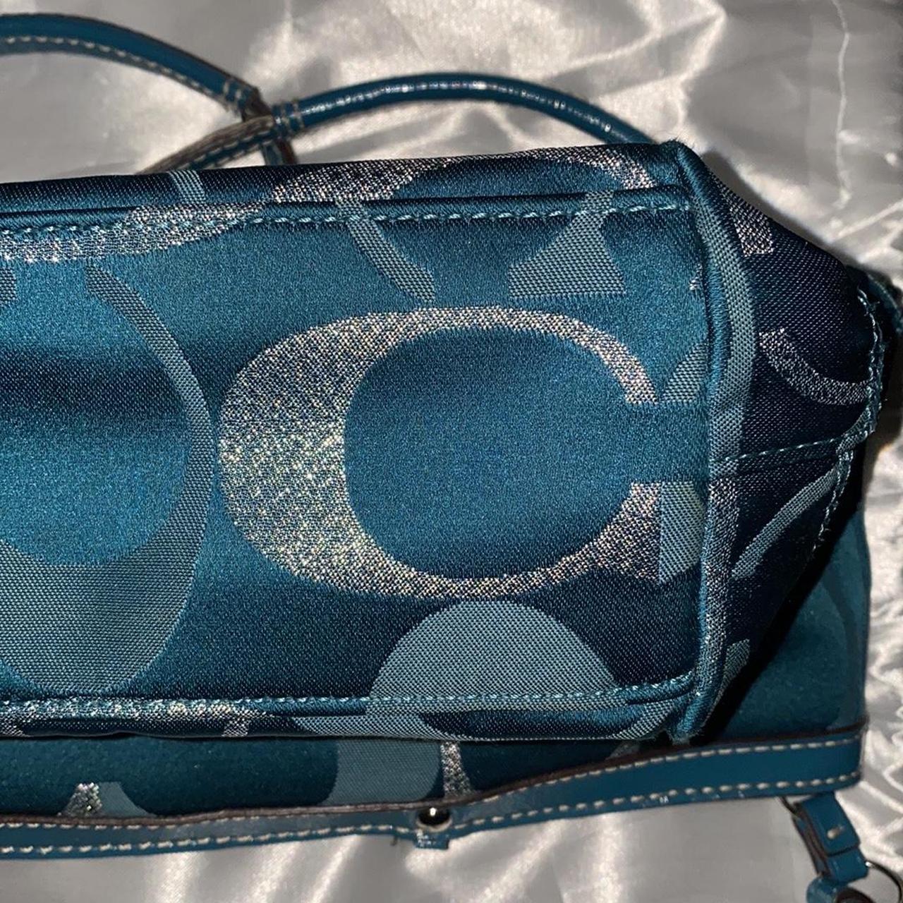 Coach bag teal shops metallic