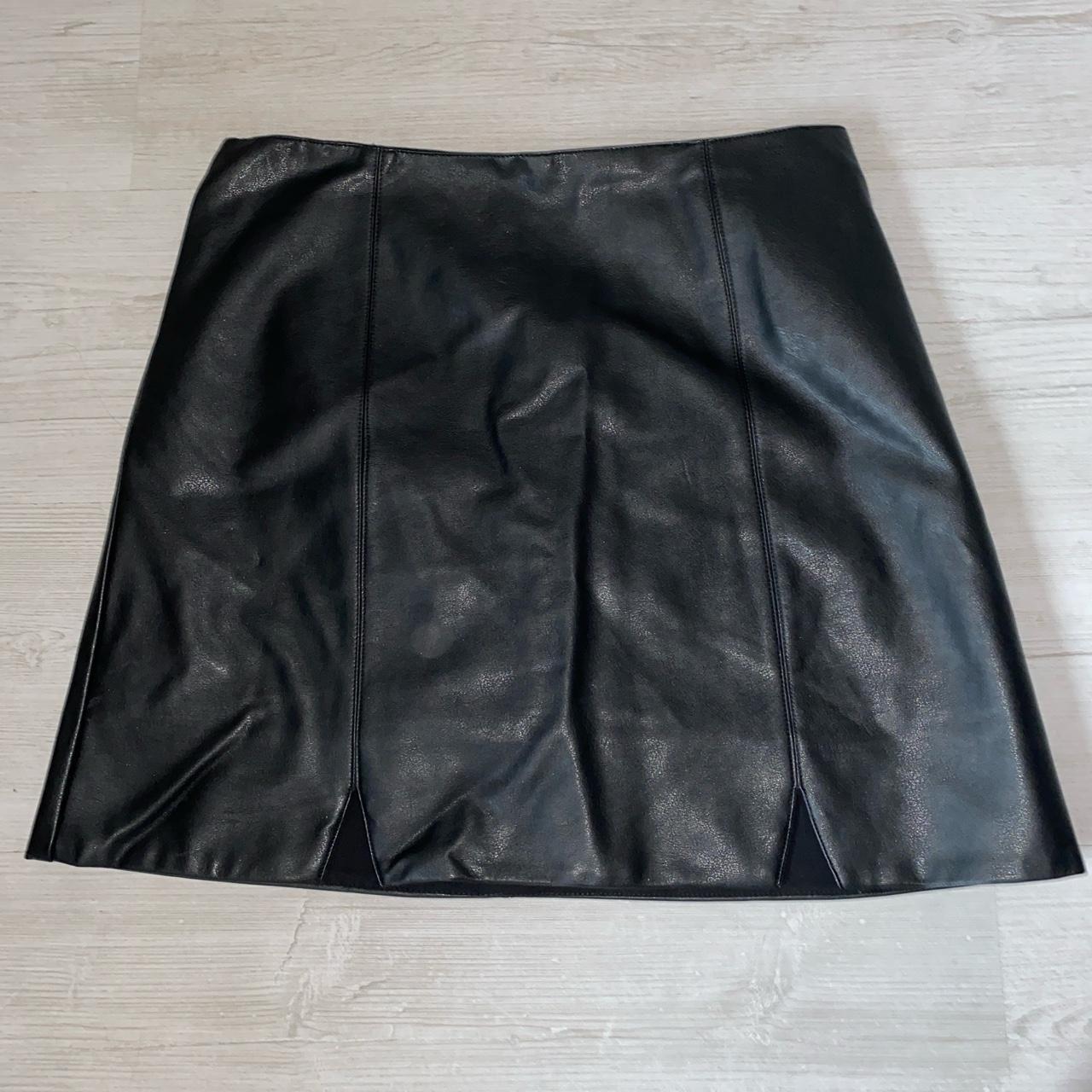 River Island Black leather skirt with gold zip and