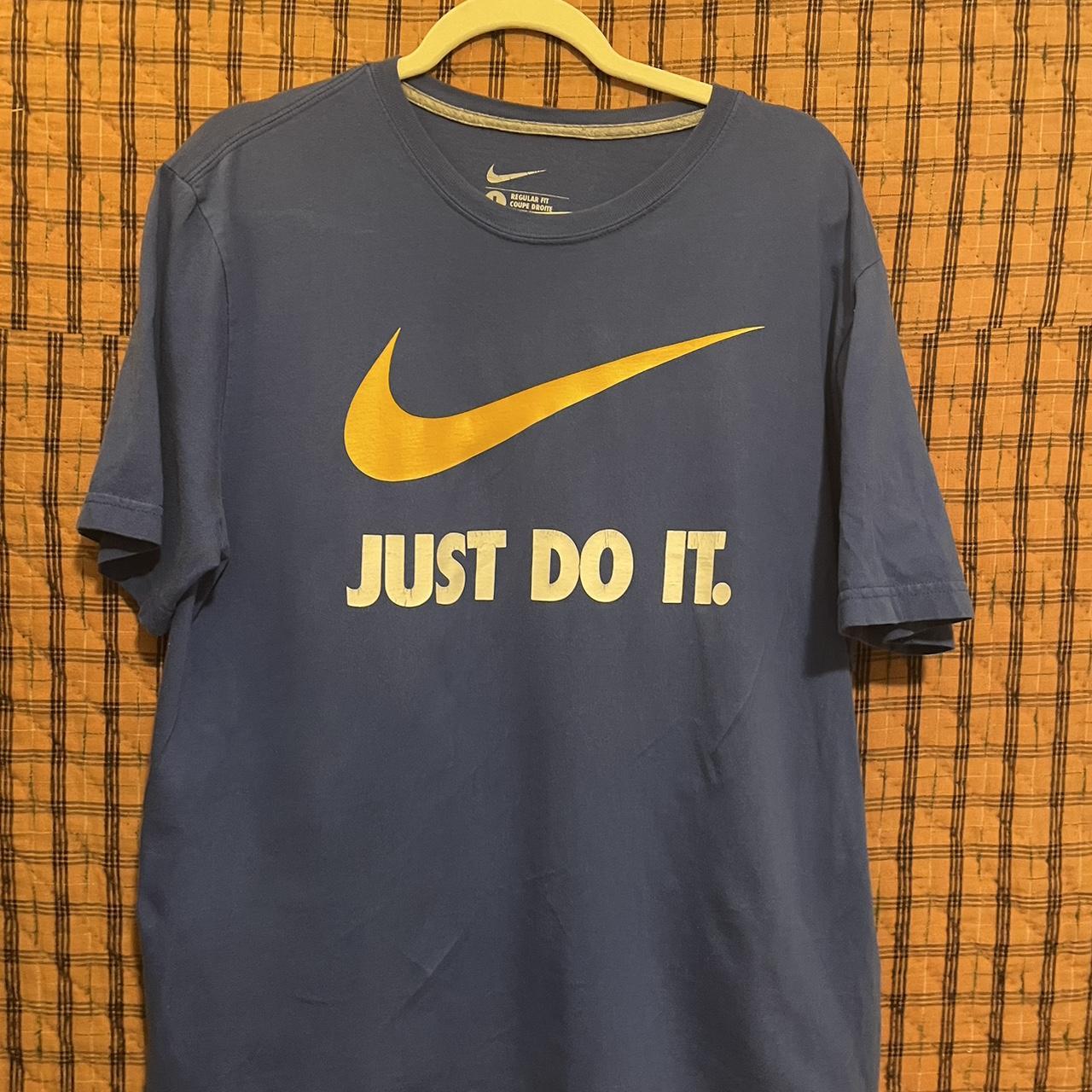 Vintage nike just do it blue tee shirt size... - Depop