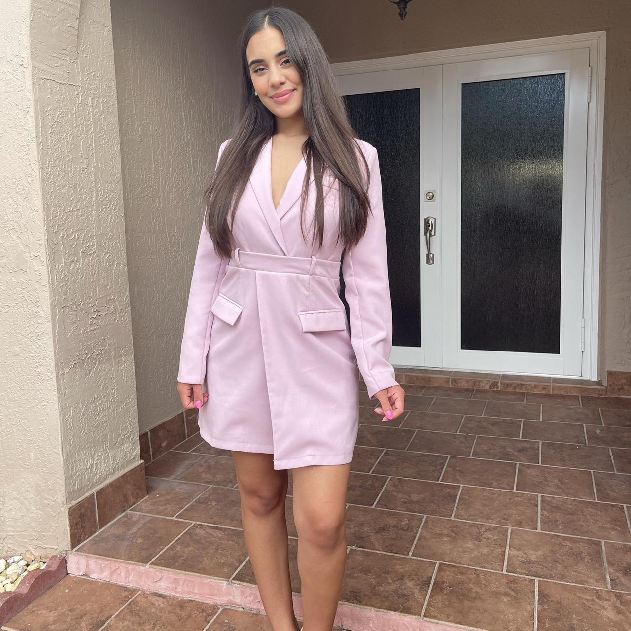 Misguided pink blazer dress Size US 4. Depop