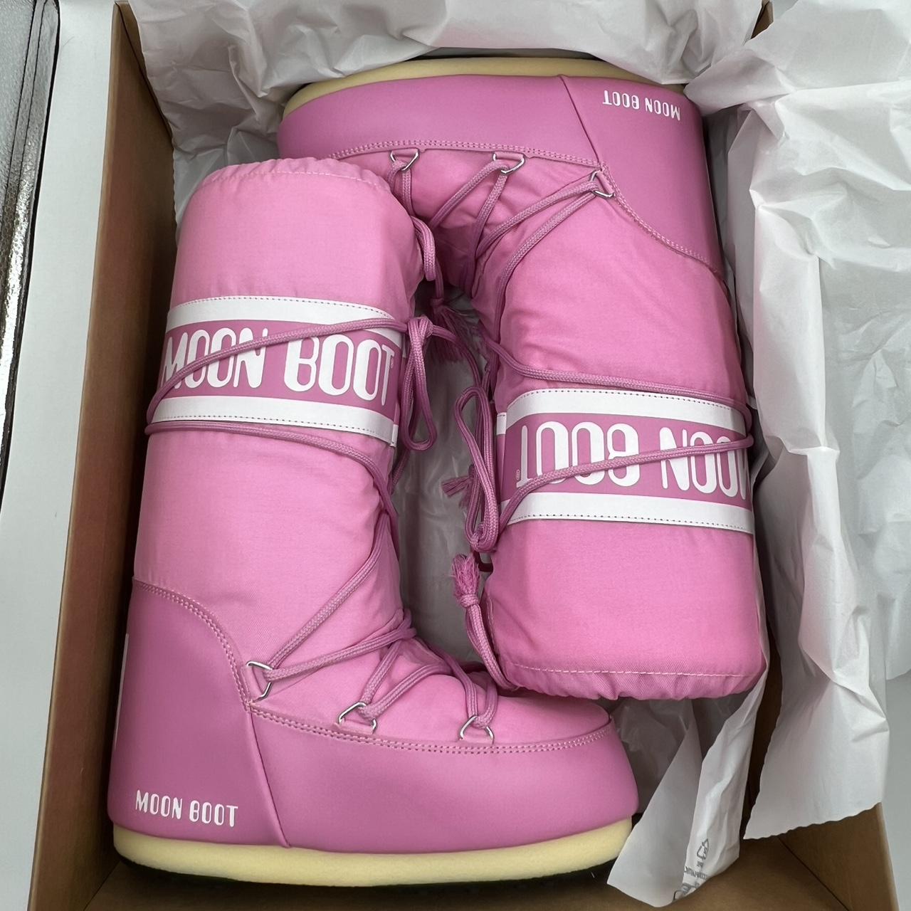 MOON BOOT ICON PINK NYLON BOOTS Color: Nylon Depop