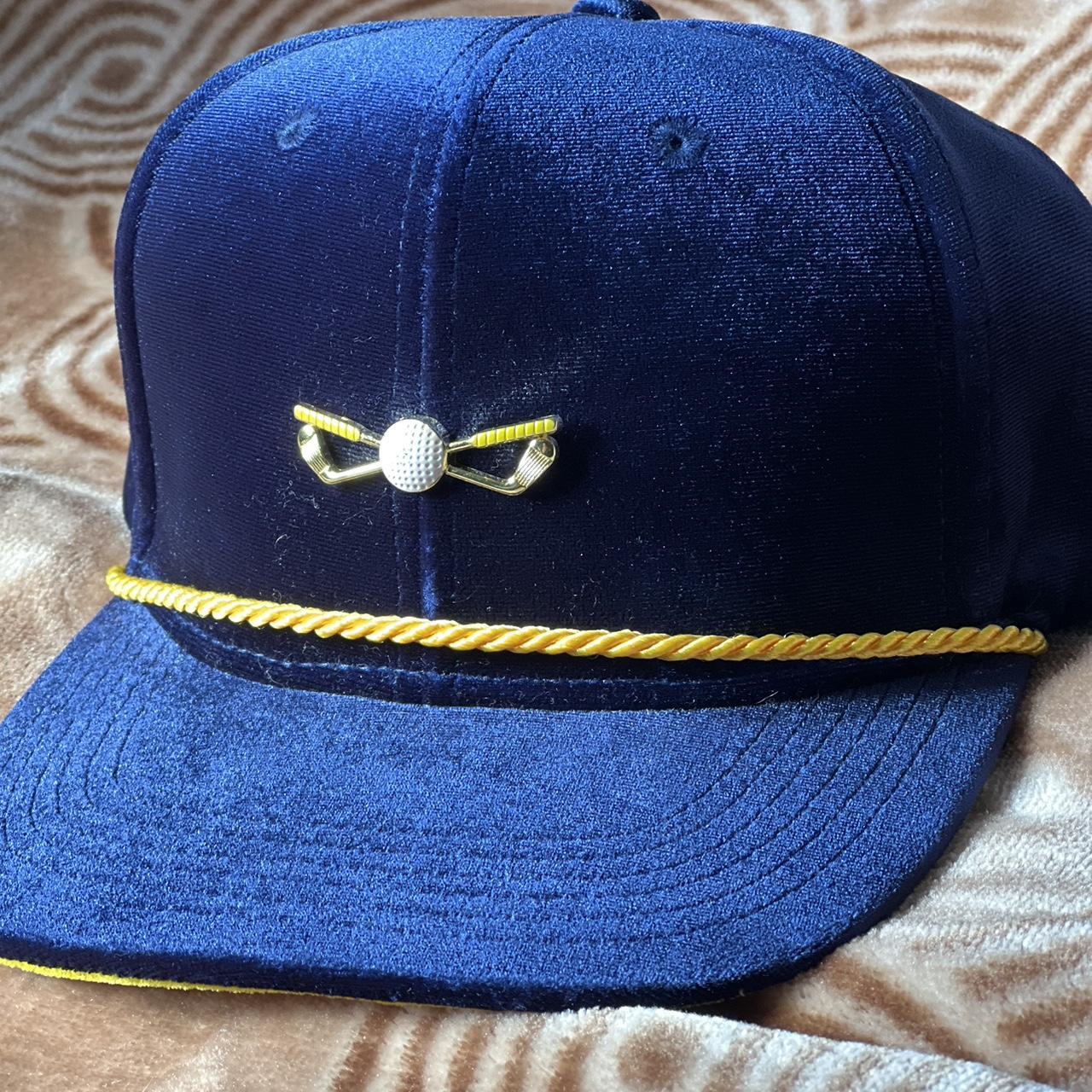 Royal Blue and Yellow Velour Golf Hat strap