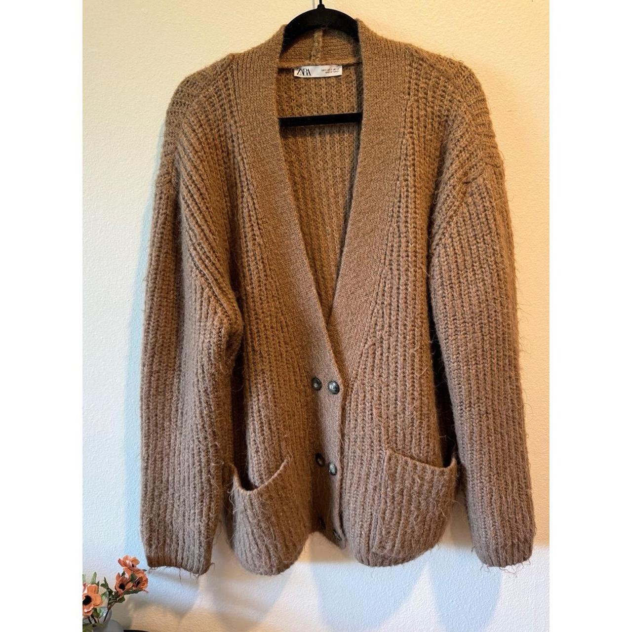 Zara Chunky Knit Camel Cardigan Zara Cowel Neck Chunky Knit Camel