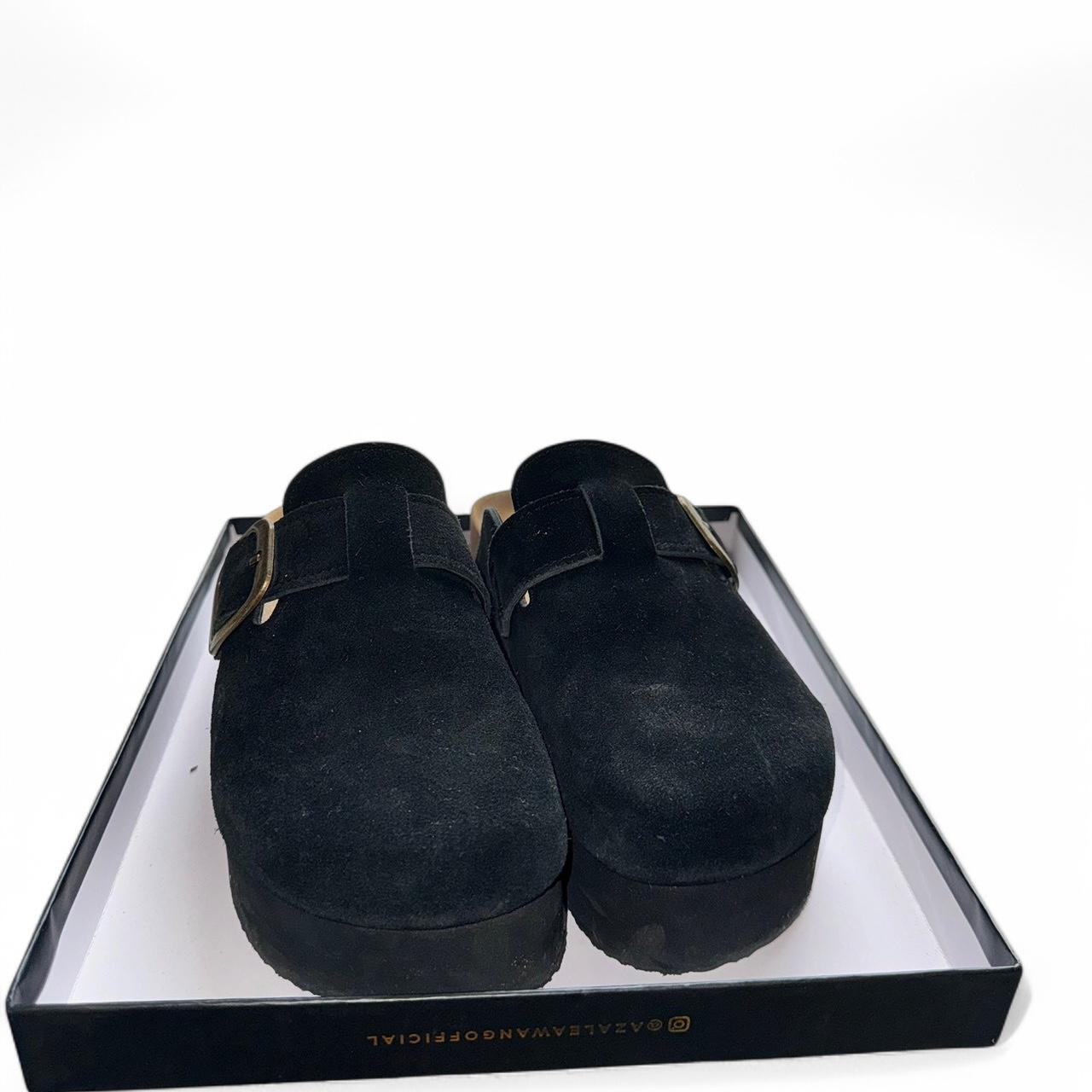 suede platform clogs