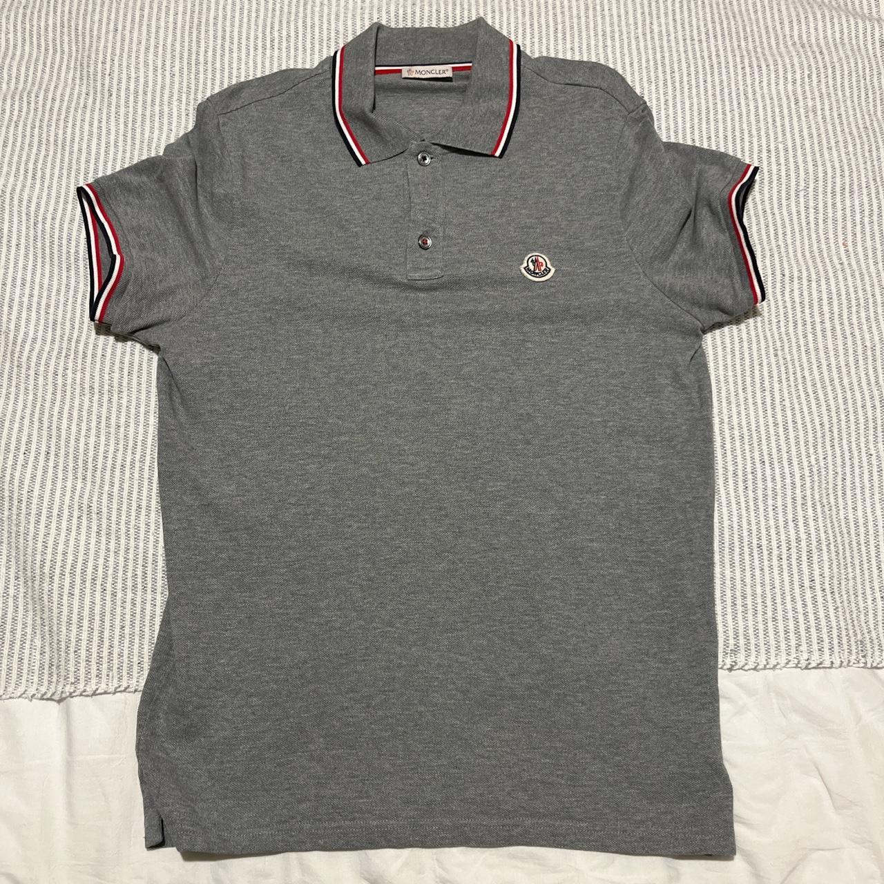 Moncler Polo shirt in Grey size S. Perfect condition - Depop