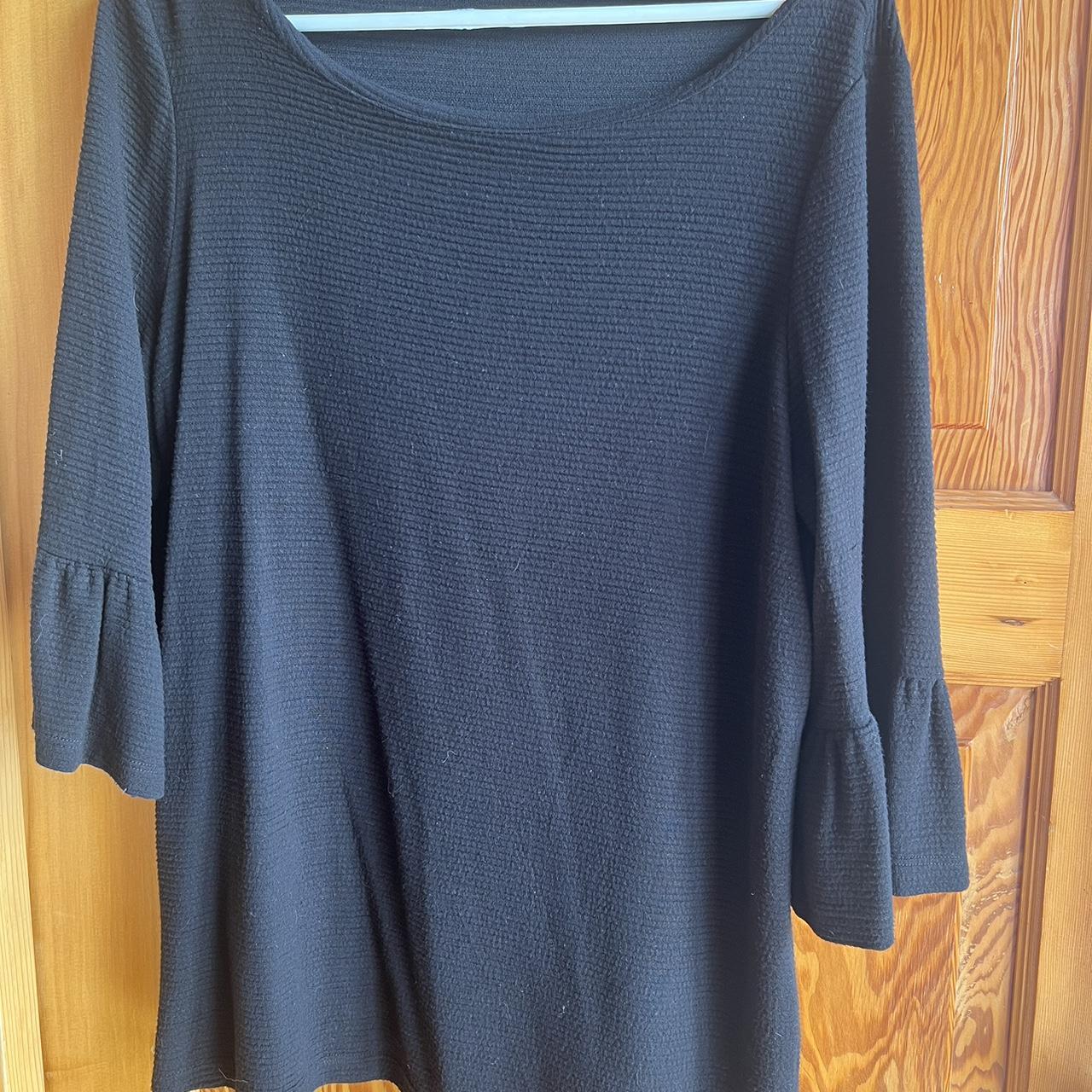 Pleione top, boatneck style, black, ruffled sleeves,... - Depop