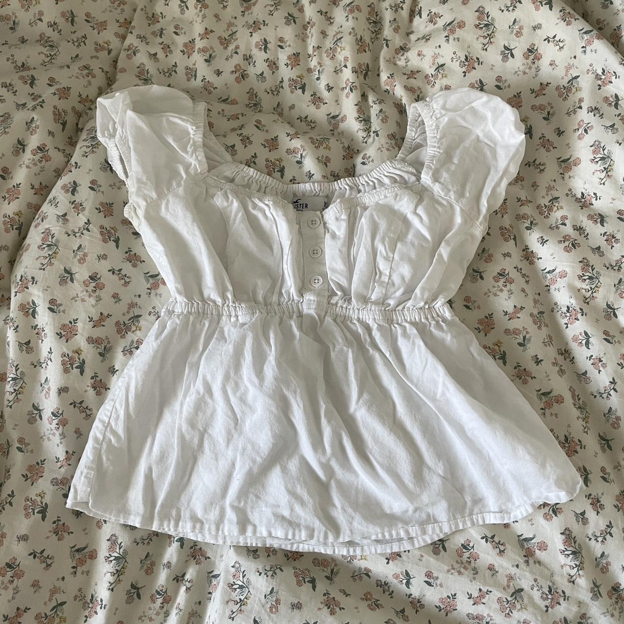 Hollister White babydoll top - Depop