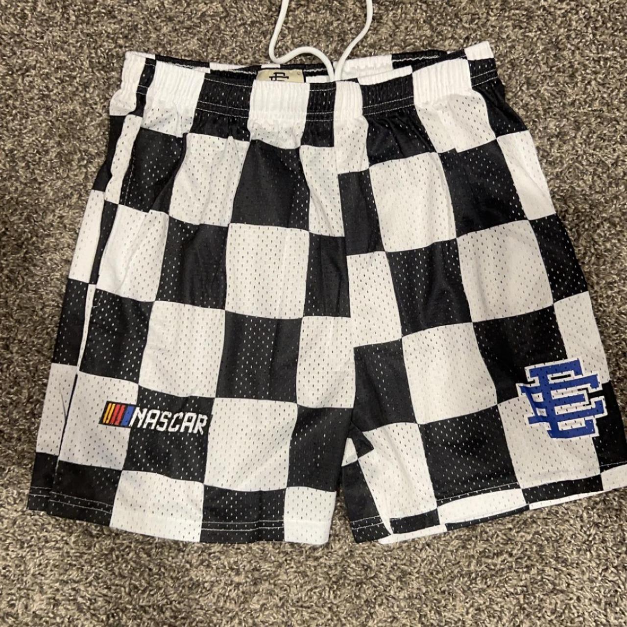 Eric Emanuel Nascar black and white checkered shorts | Depop