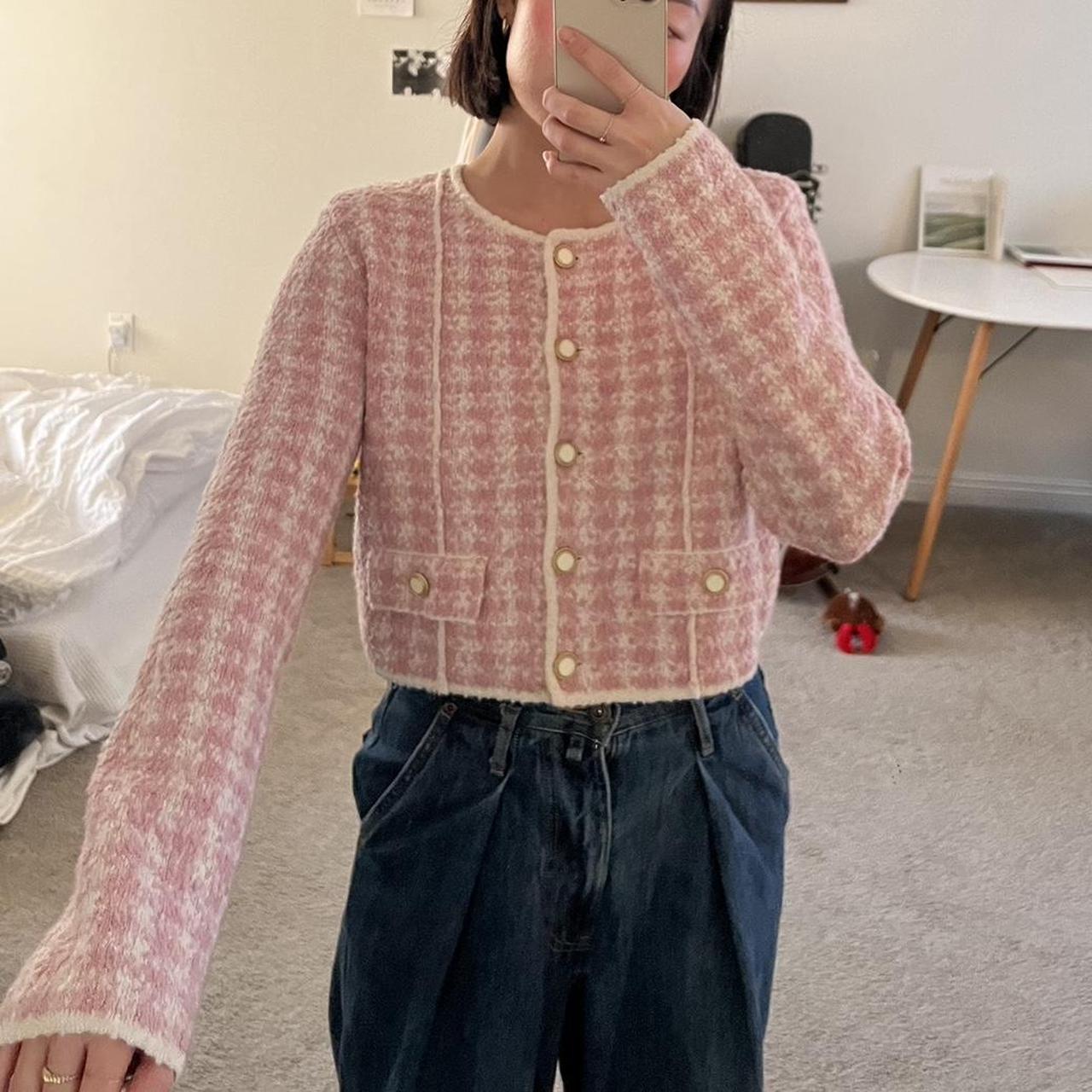 Pink tweed jacket 40% wool 60% poly I love how this... - Depop