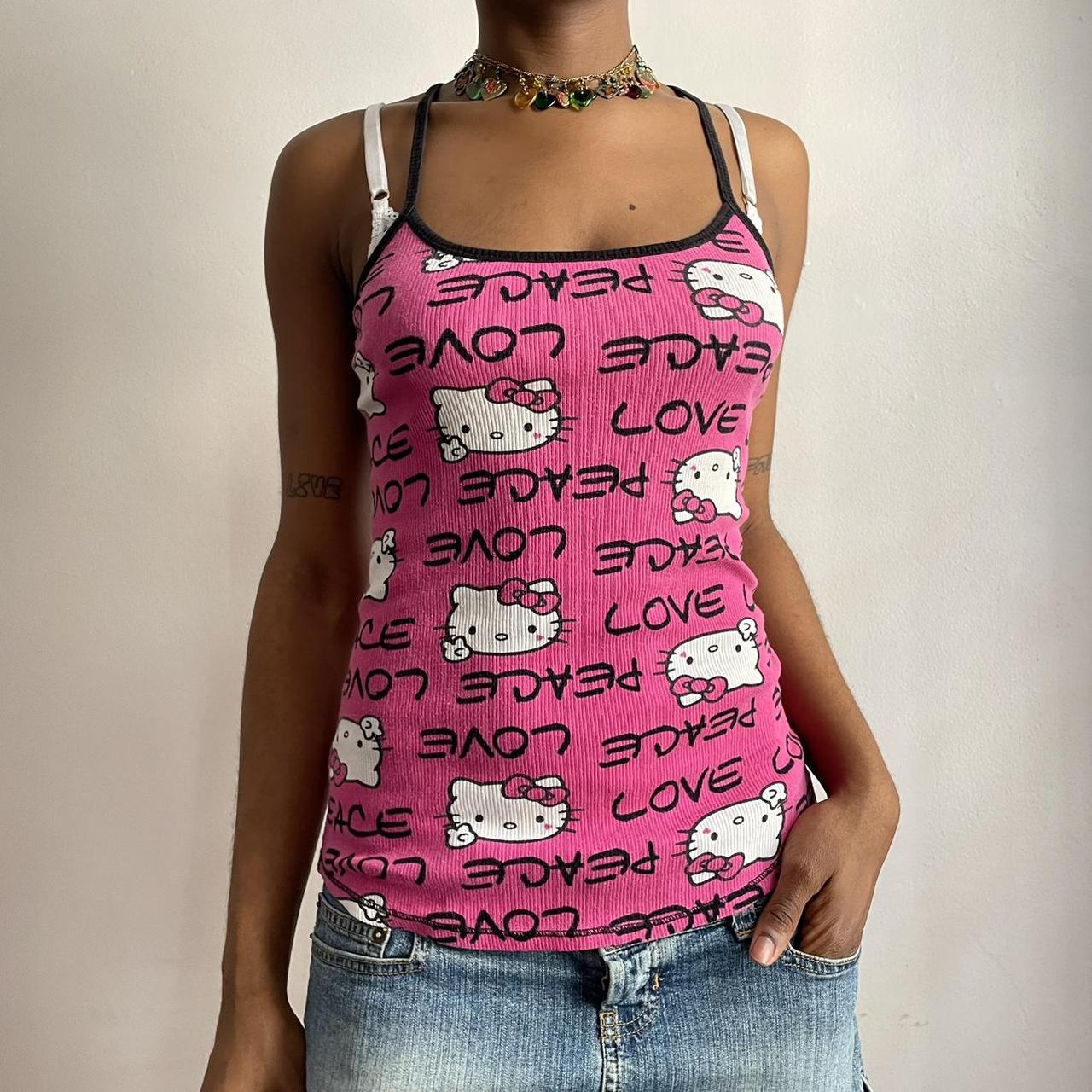 Y2k Pink Hello Kitty Tank Top Size Medium 2000s Pink... Depop