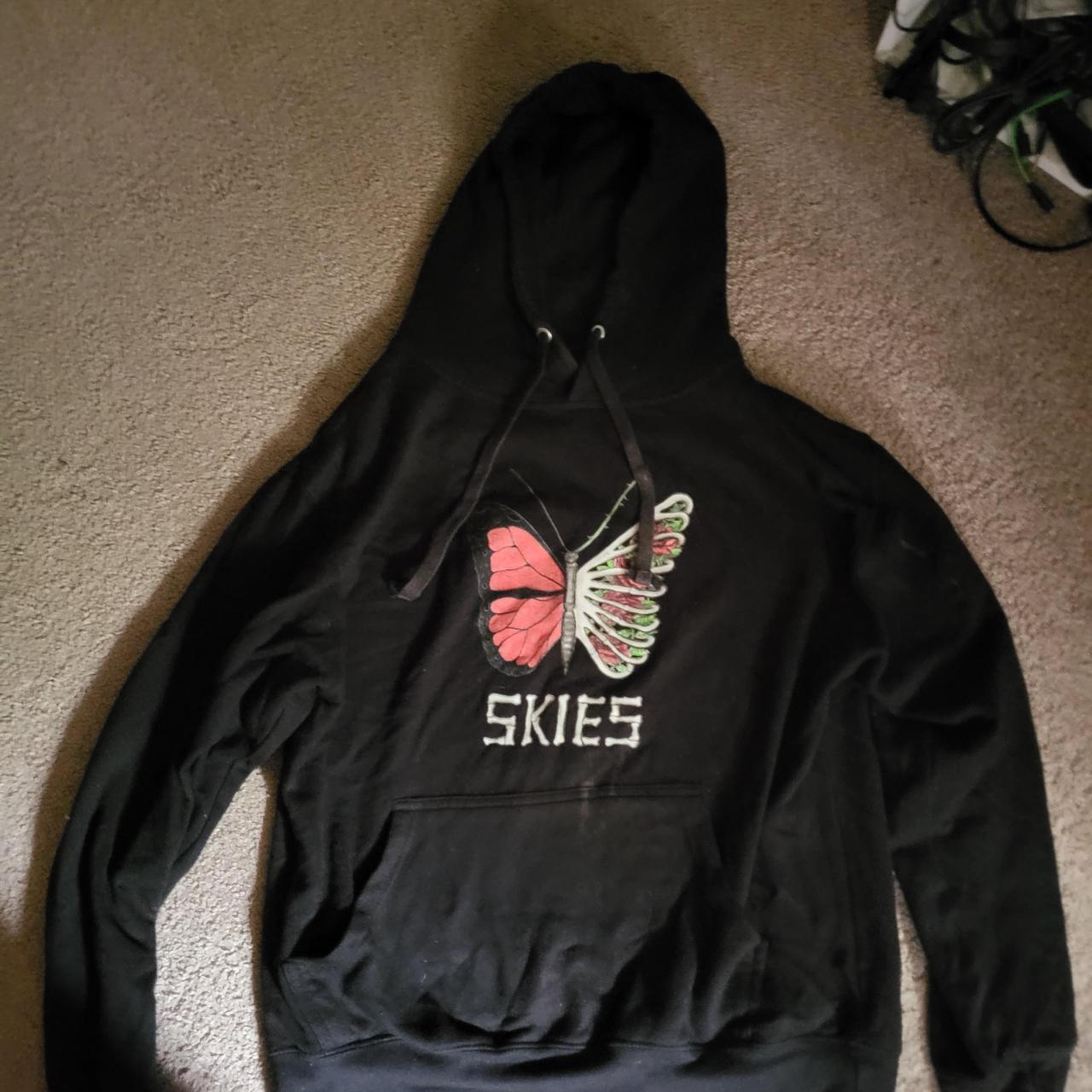 Lil Skies Butterfly Ribs black hoodie Size