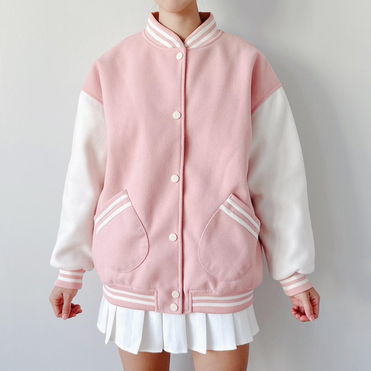 Pink Two-Tone Baseball Varsity Jacket - M ♡ New - Depop