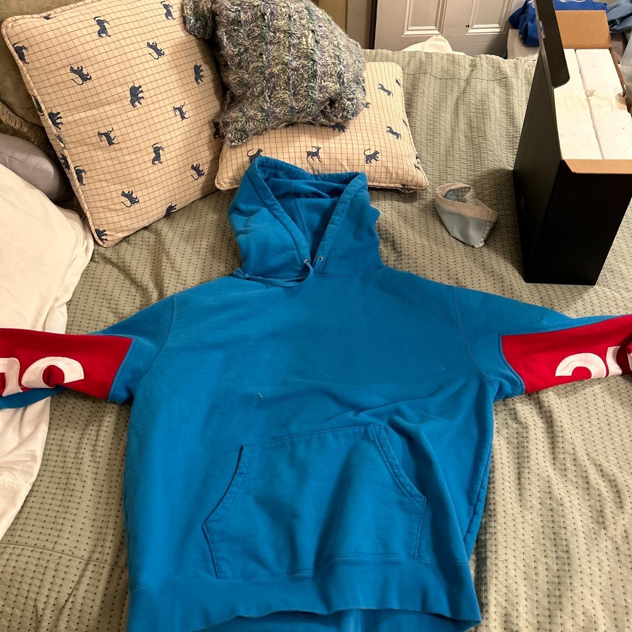 Blue red supreme outlet hoodie