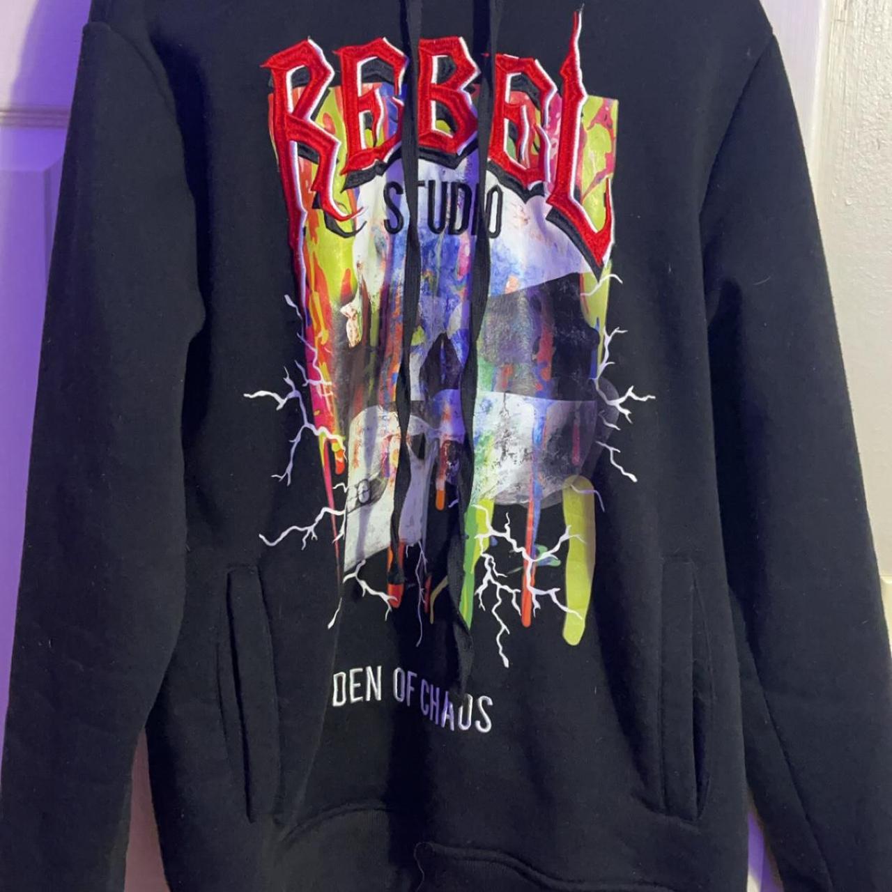 Rebel Minds graphic hoodie Good condition a little... - Depop