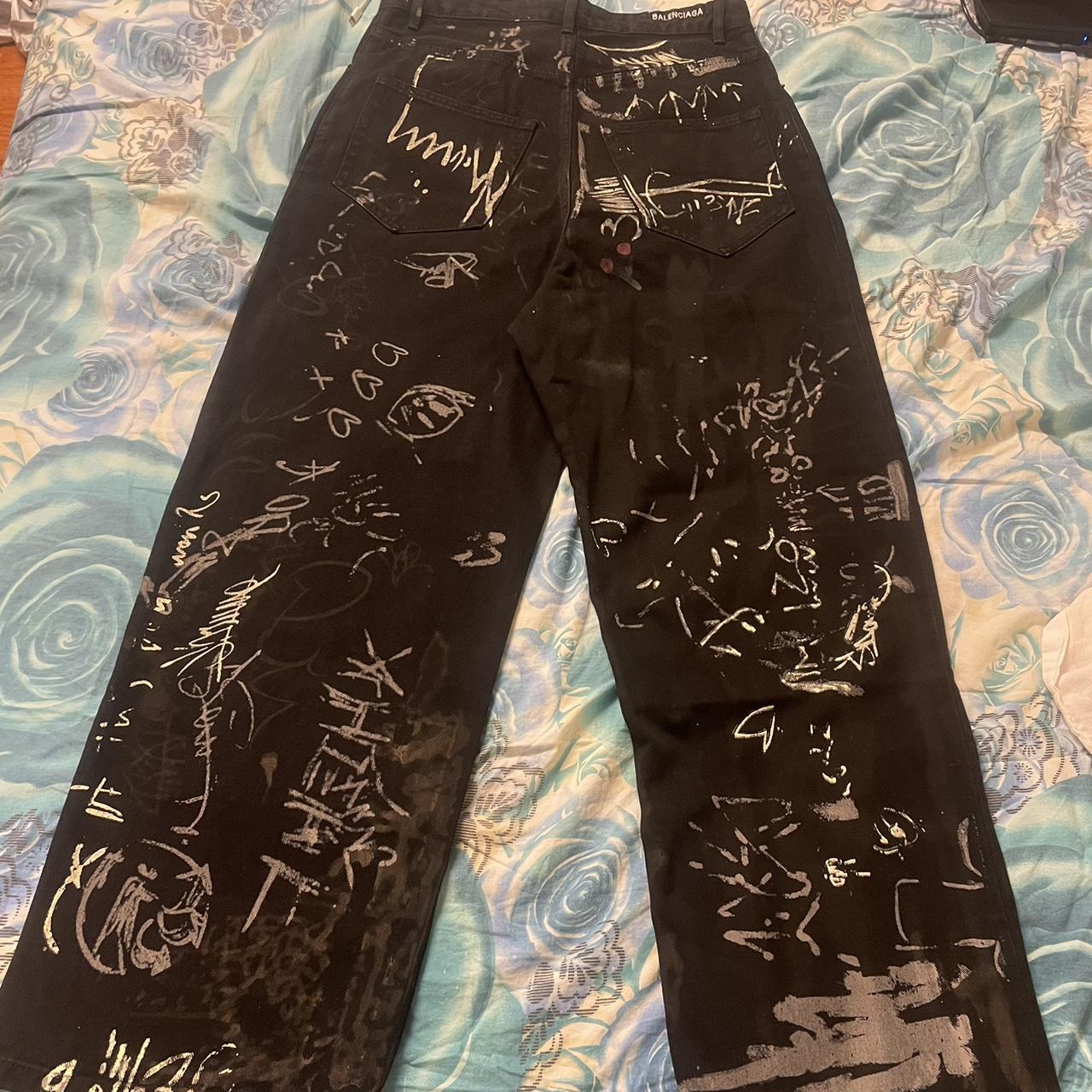 Balenciaga Graffiti Baggy Jeans Size small Brand... - Depop