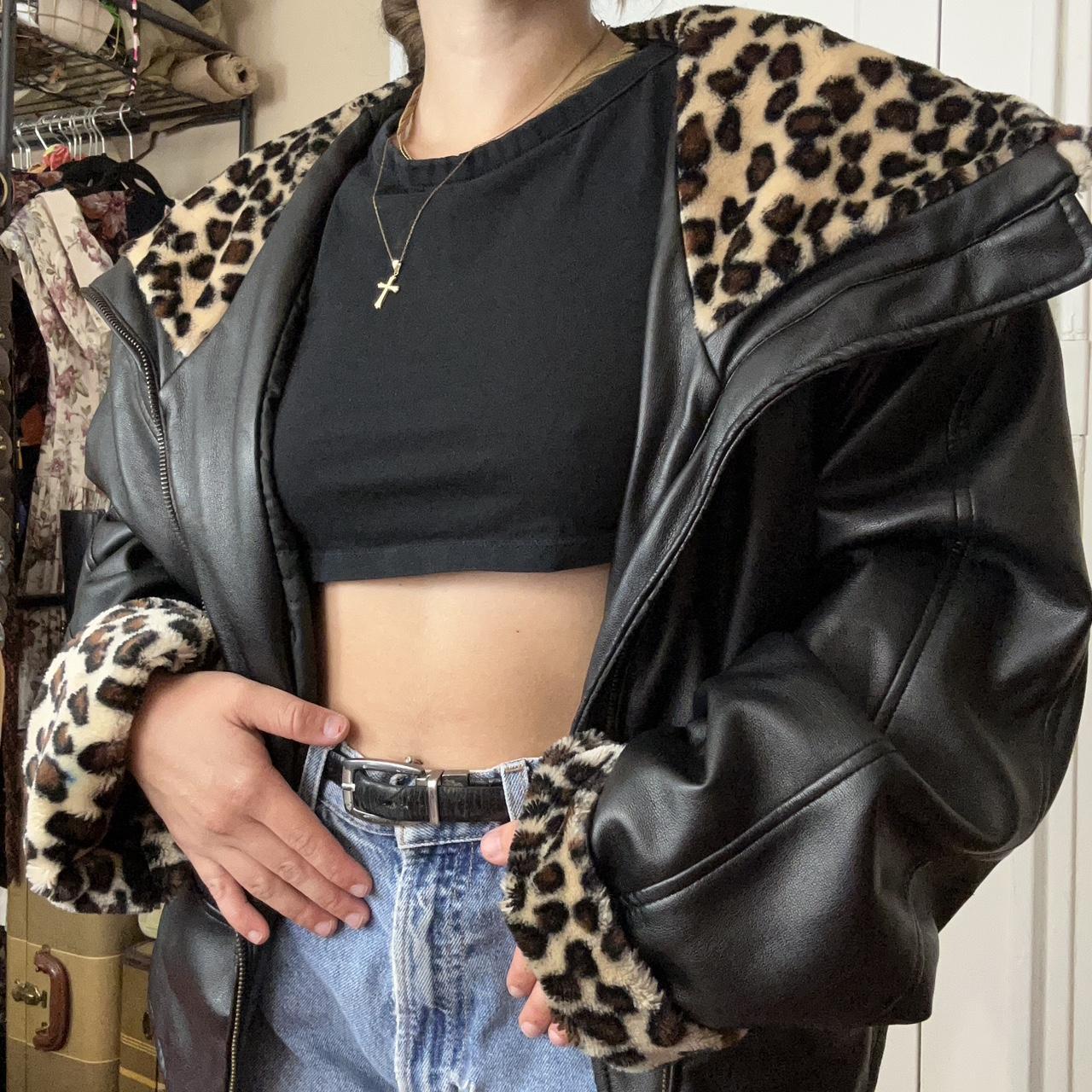 Cheetah with Louis Vuitton faux leather top. Like - Depop