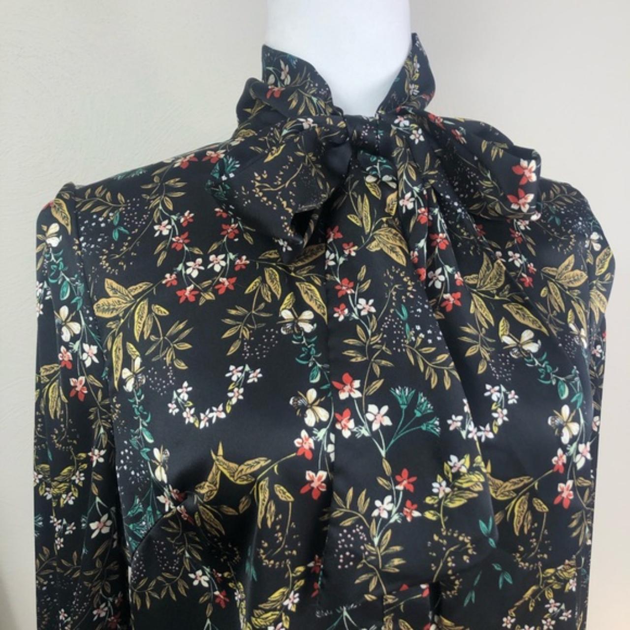 Excellent condition black floral pattern with tiered... - Depop