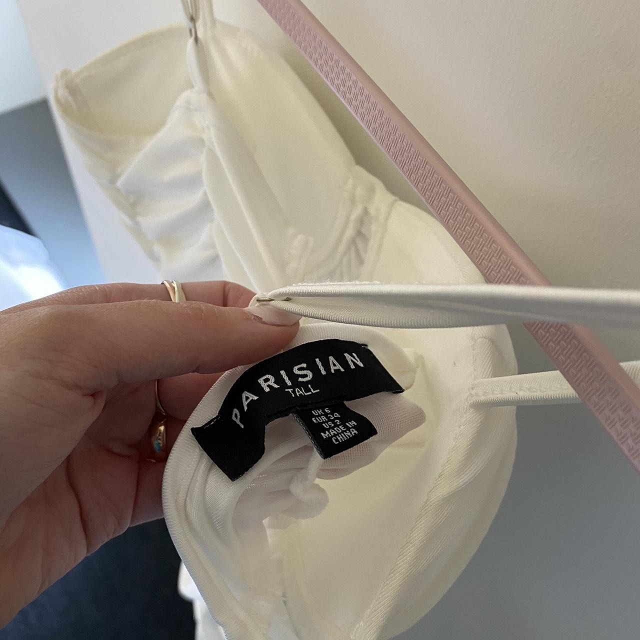 Parisian white ruched mini dress Size 6 would fit... - Depop